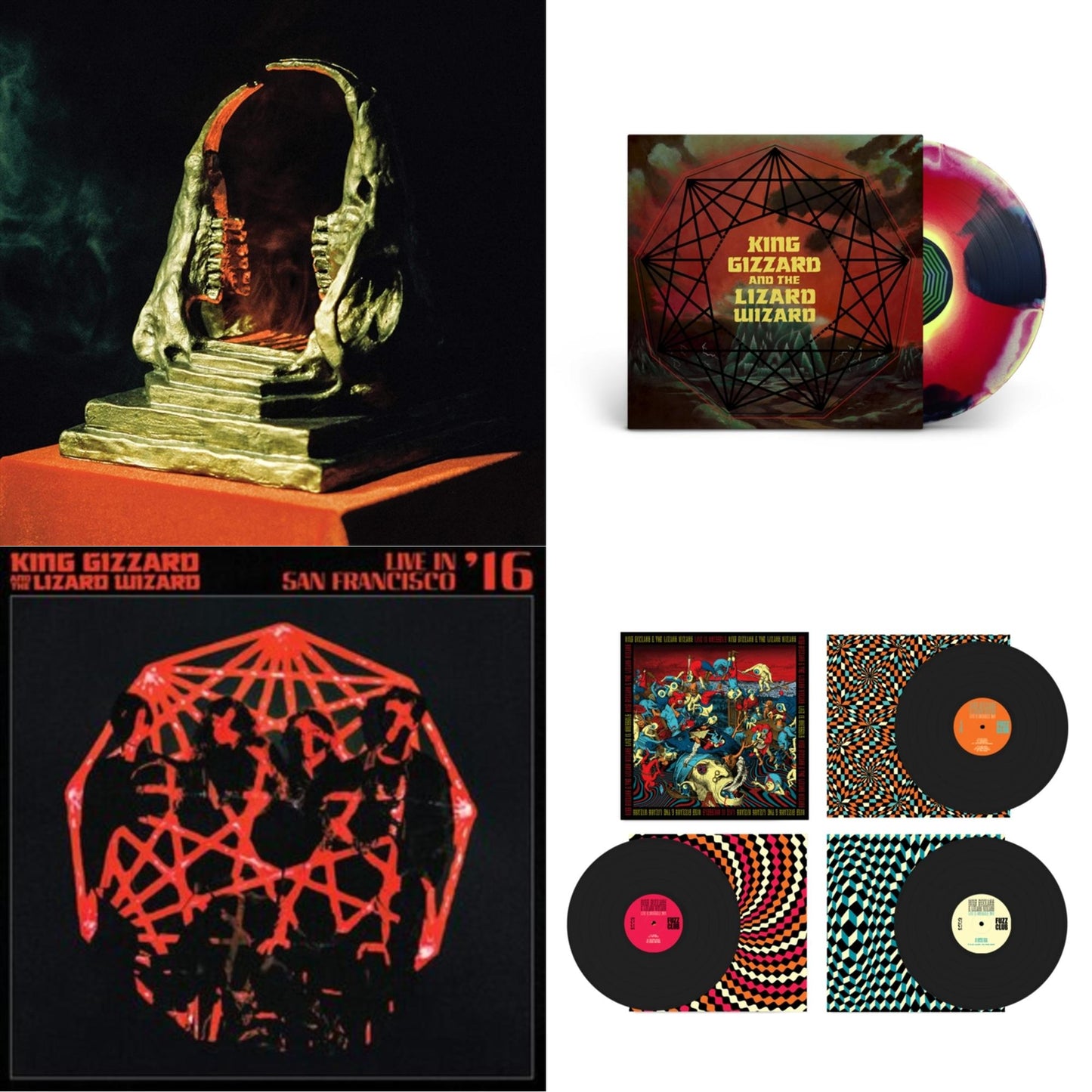 King Gizzard & The Lizard Wizard - Infest The Rats' Nest (Red/Black LP Vinyl) & Nonagon Infinity (Yellow/Red/Black LP Vinyl) & Live In San Francisco '16 (Deluxe/2LP/Fog/Sunburst Vinyl) & Live In Brussels '19 (Fuzz Club Official Bootleg)