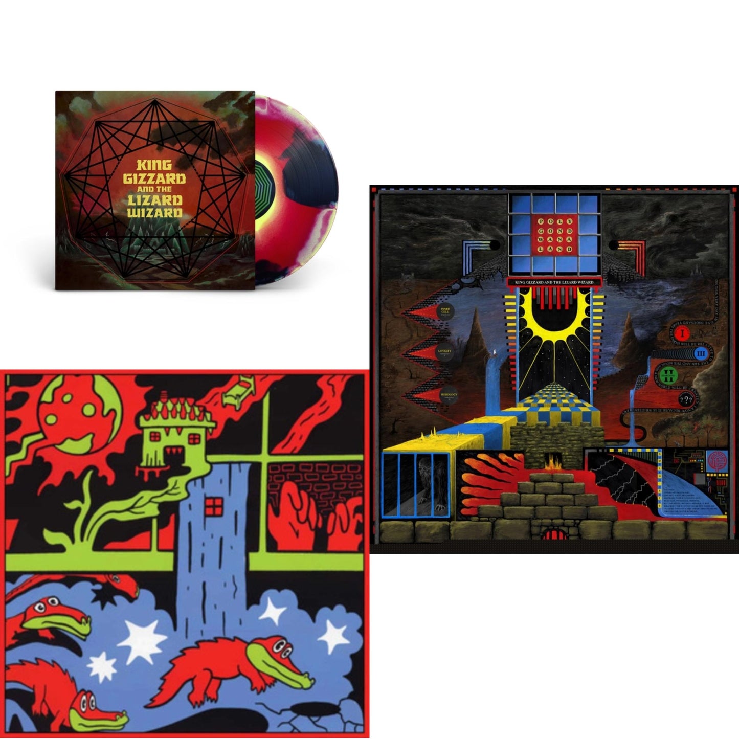 King Gizzard & The Lizard Wizard - Nonagon Infinity (Yellow/Red/Black LP Vinyl) & Live In Paris '19 (Fuzz Club Official Bootleg) & Polygondwanaland