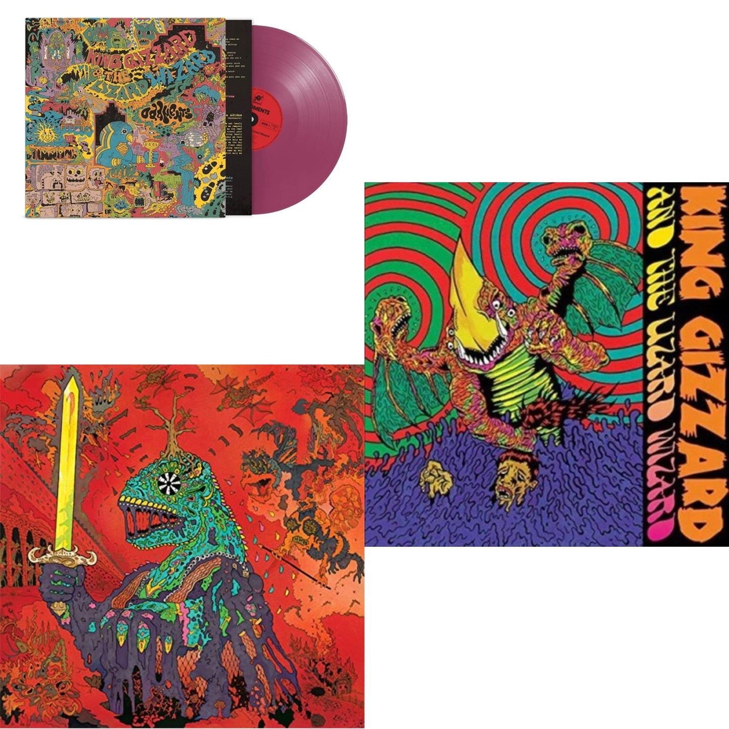King Gizzard & The Lizard Wizard - Willoughby's Beach (Tangerine LP Vinyl) & 12 Bar Bruise (Sea Foam Green LP Vinyl) & Oddments (Plum LP Vinyl)
