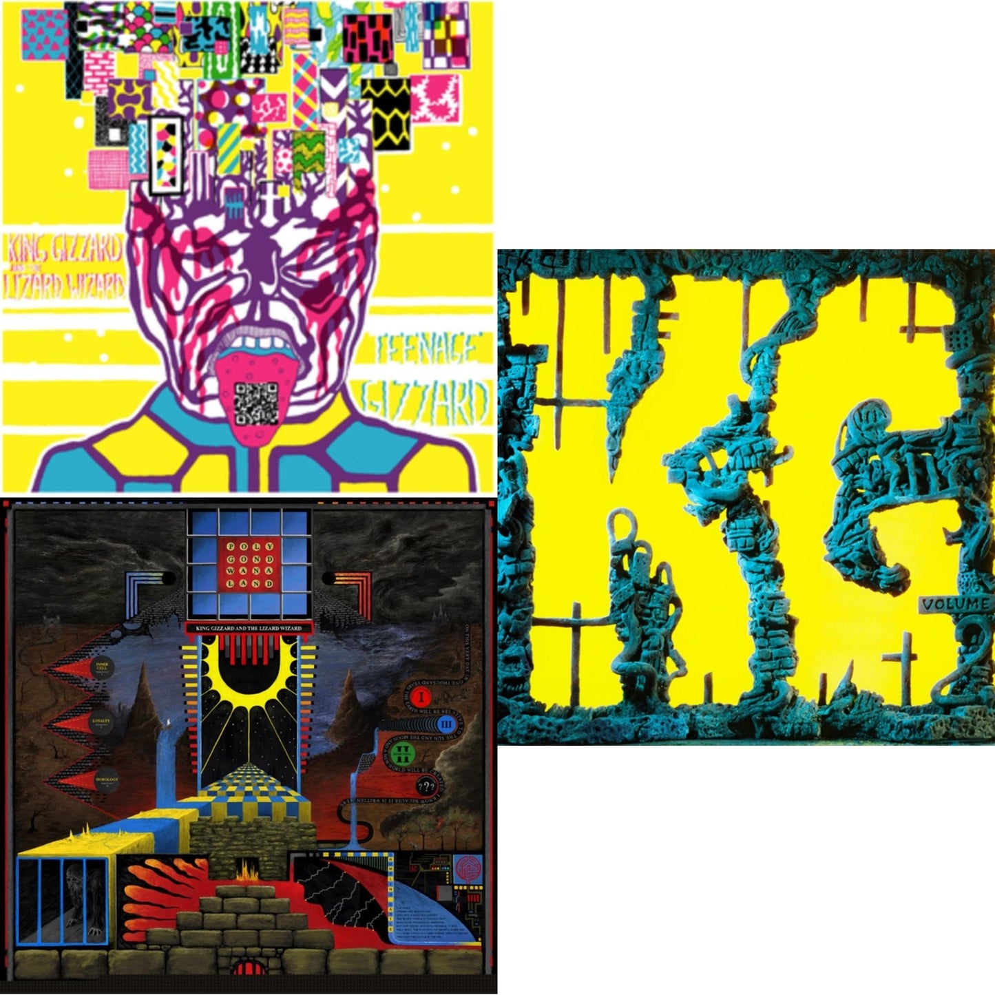 King Gizzard & The Lizard Wizard - Teenage Gizzard (Fuzz Club Official Bootleg) (Deluxe Edition) & Polygondwanaland & K.G. (X) - LP Vinyl Bundle