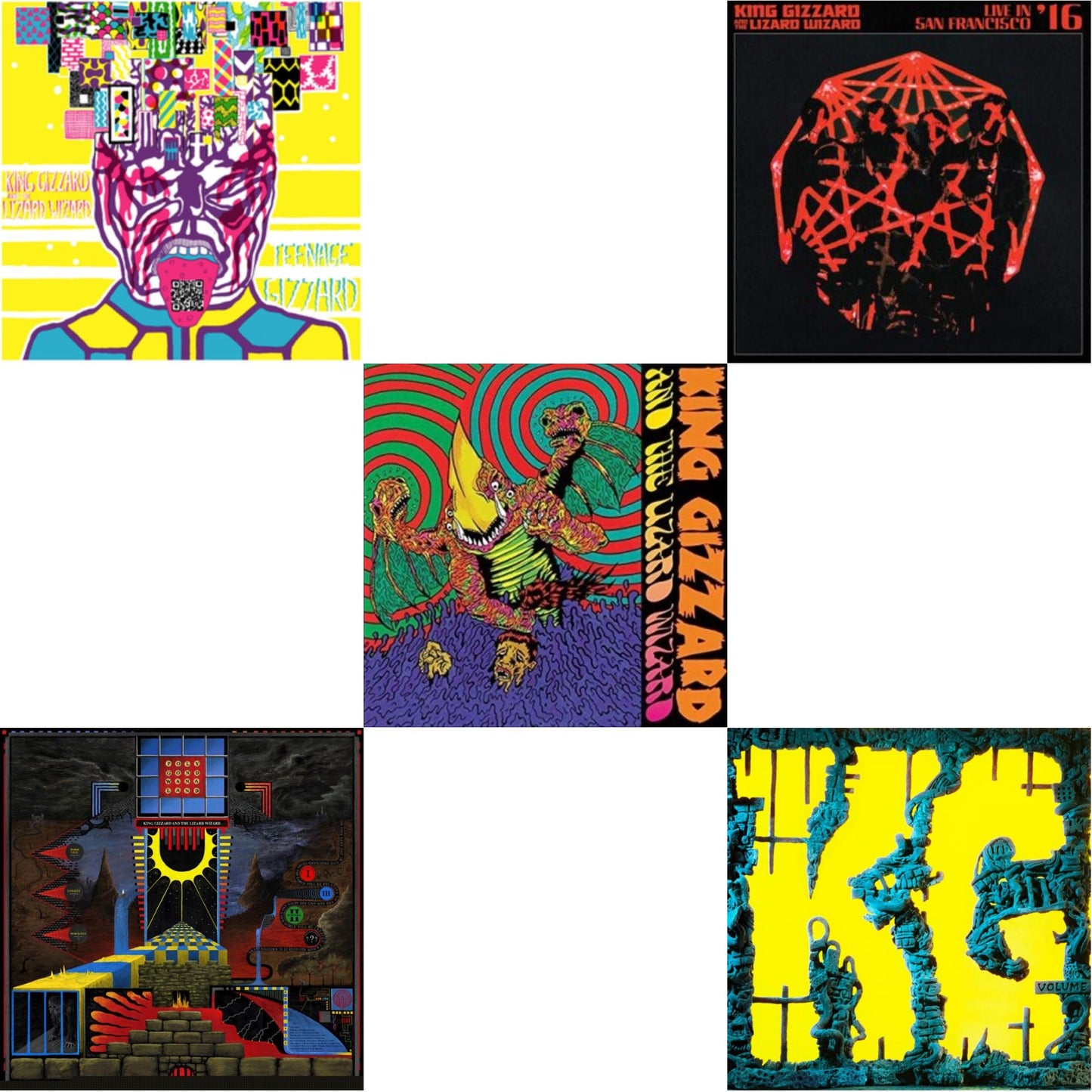King Gizzard & The Lizard Wizard - Teenage Gizzard (Fuzz Club Official Bootleg) (Deluxe Edition) & Polygondwanaland & Willoughby's Beach (Tangerine LP Vinyl) & Live In San Francisco '16 (Deluxe/2LP/Fog/Sunburst Vinyl) & K.G. (X)