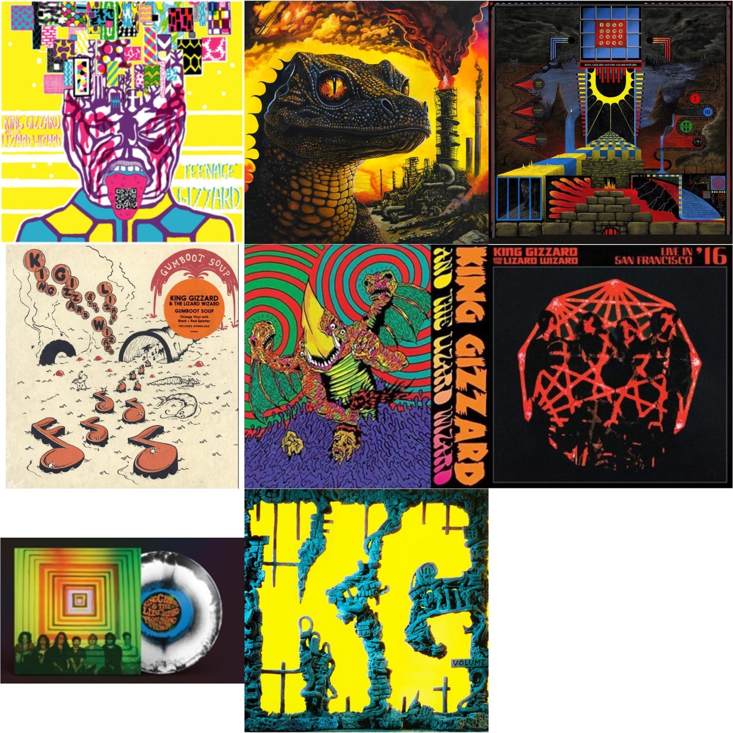 King Gizzard & The Lizard Wizard - Teenage Gizzard (Fuzz Club Official Bootleg) (Deluxe Edition) & Petrodragonic Apocalypse; Or Dawn Of Eternal Night: An Annihilation.. (Recycled Black Wax Vinyl/2LP) & Polygondwanaland & Gumboot Soup & Willoughby's
