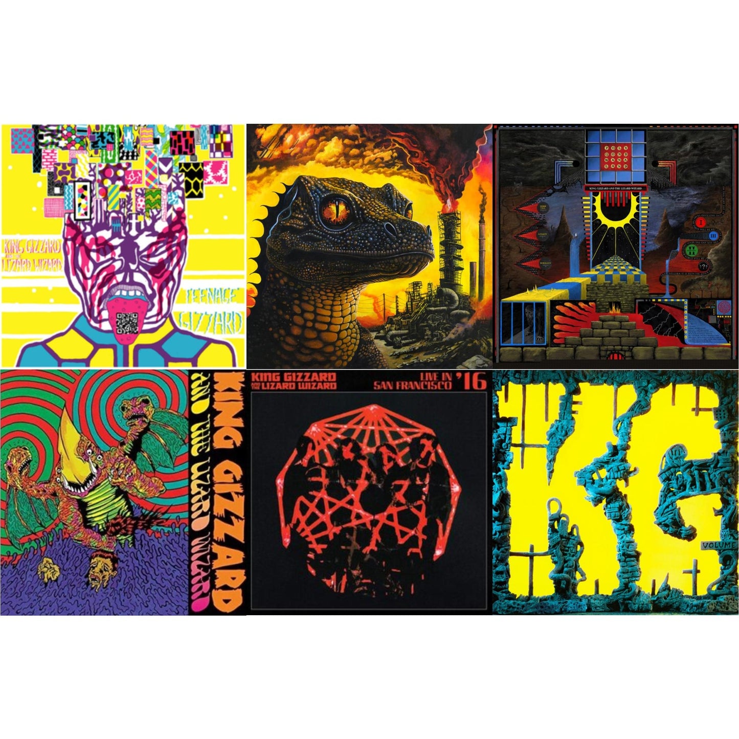 King Gizzard & The Lizard Wizard - Teenage Gizzard (Fuzz Club Official Bootleg) (Deluxe Edition) & Petrodragonic Apocalypse; Or Dawn Of Eternal Night: An Annihilation.. (Recycled Black Wax Vinyl/2LP) & Polygondwanaland & Willoughby's Beach (Tangerine