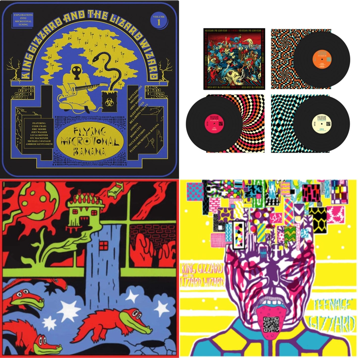 King Gizzard & The Lizard Wizard - Live In Brussels '19 (Fuzz Club Official Bootleg) & Live In Paris '19 (Fuzz Club Official Bootleg) & Teenage Gizzard (Fuzz Club Official Bootleg) (Deluxe Edition) & Flying Microtonal Banana (Randomly Colored