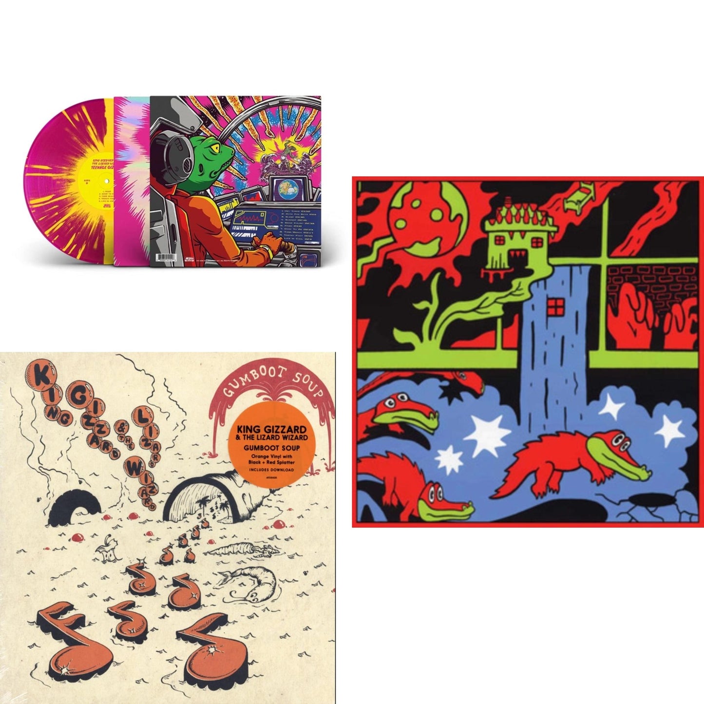 King Gizzard & The Lizard Wizard - Live In Paris '19 (Fuzz Club Official Bootleg) & Gumboot Soup & Teenage Gizzard (Magenta & Yellow Splatter LP Vinyl)