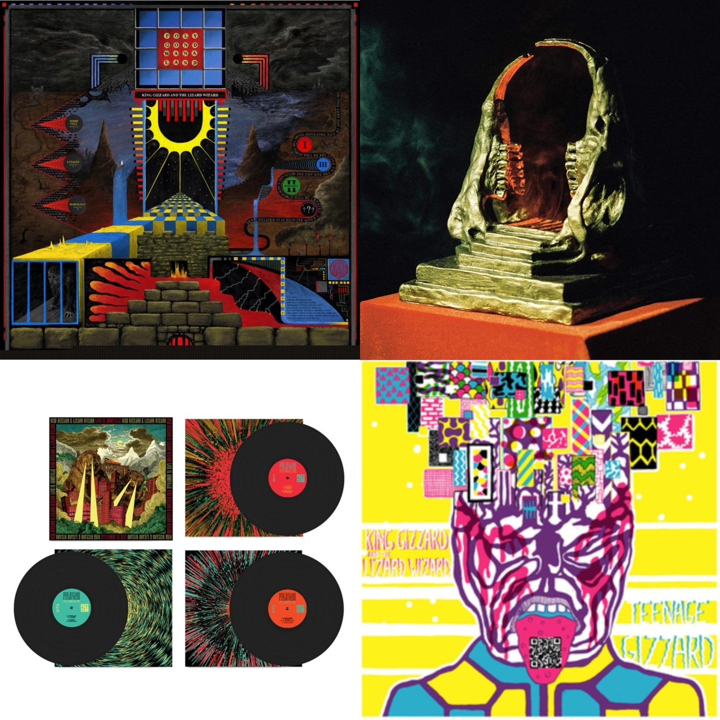 King Gizzard & The Lizard Wizard - Live In Adelaide '19 (Fuzz Club Official Bootleg) & Teenage Gizzard (Fuzz Club Official Bootleg) (Deluxe Edition) & Polygondwanaland & Infest The Rats' Nest (Red/Black LP Vinyl)