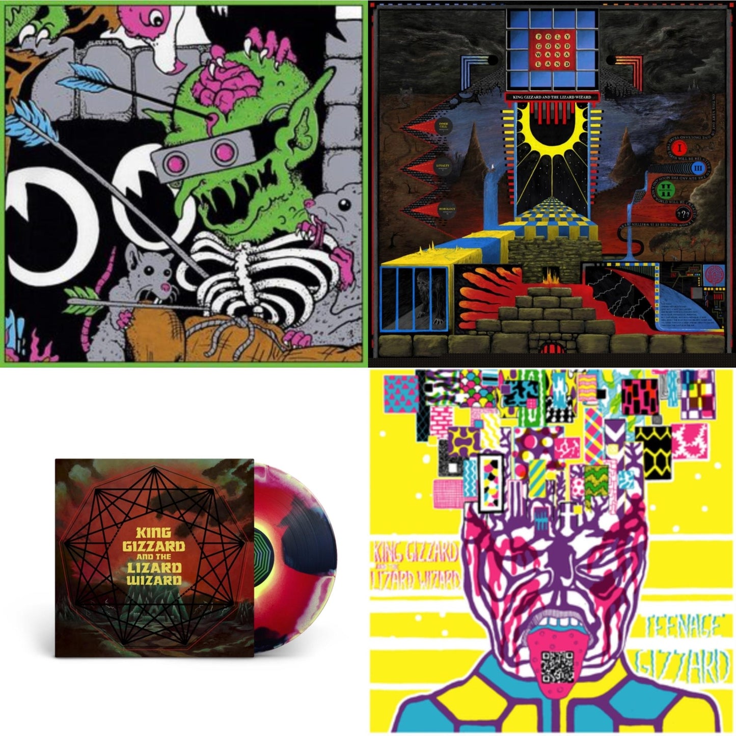King Gizzard & The Lizard Wizard - Teenage Gizzard (Fuzz Club Official Bootleg) (Deluxe Edition) & Live In Brussels '19 (140G/3LP) & Polygondwanaland & Nonagon Infinity (Yellow/Red/Black LP Vinyl)