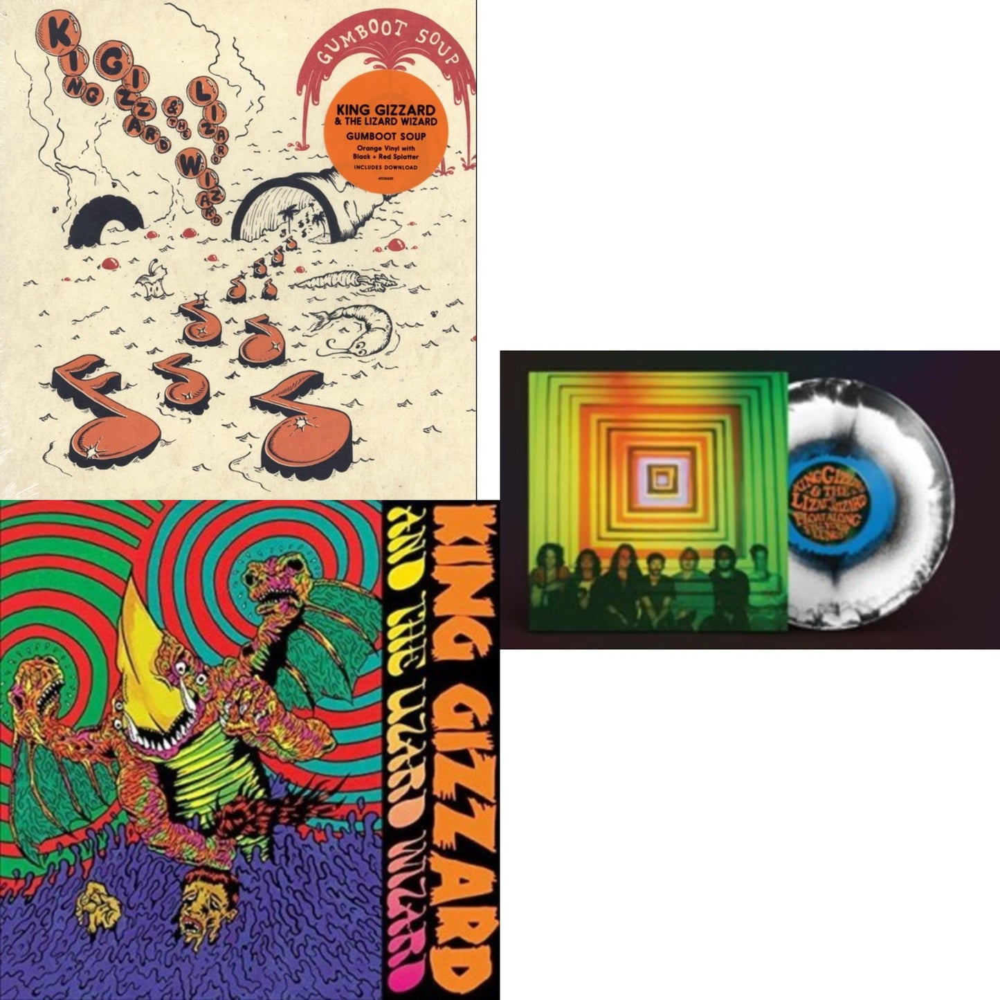 King Gizzard & The Lizard Wizard - Gumboot Soup & Willoughby's Beach (Tangerine LP Vinyl) & Float Along - Fill Your Lungs (Venusian Sky Color LP Vinyl)