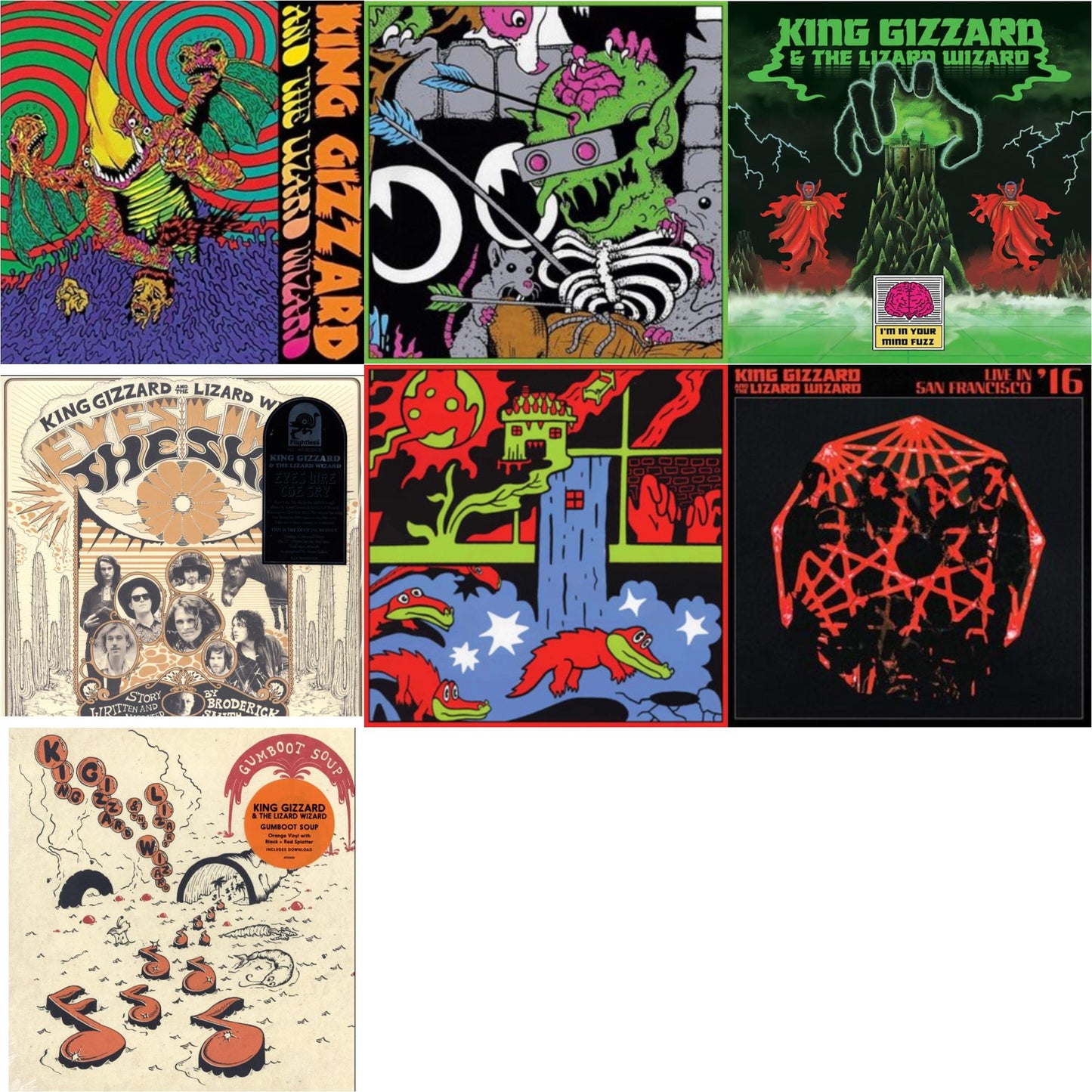 King Gizzard & The Lizard Wizard - Live In Paris '19 (Fuzz Club Official Bootleg) & I'm In Your Mind Fuzz & Live In Brussels '19 (140G/3LP) & Gumboot Soup & Willoughby's Beach (Tangerine LP Vinyl) & Eyes Likes The Sky (Peach LP Vinyl) & Live In San