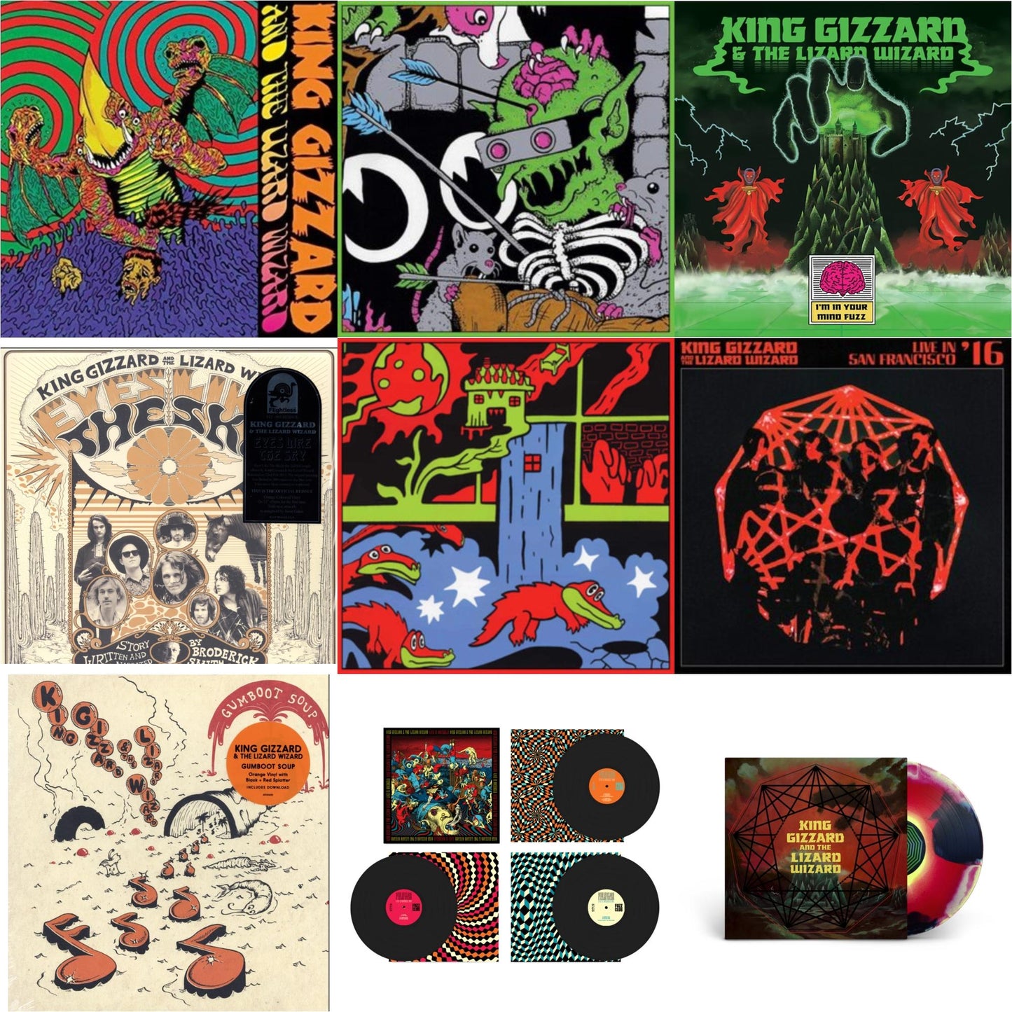 King Gizzard & The Lizard Wizard - Willoughby's Beach (Tangerine LP Vinyl) & Live In Brussels '19 (140G/3LP) & I'm In Your Mind Fuzz & Eyes Likes The Sky (Peach LP Vinyl) & Live In Paris '19 (Fuzz Club Official Bootleg) & Live In San Francisco '16