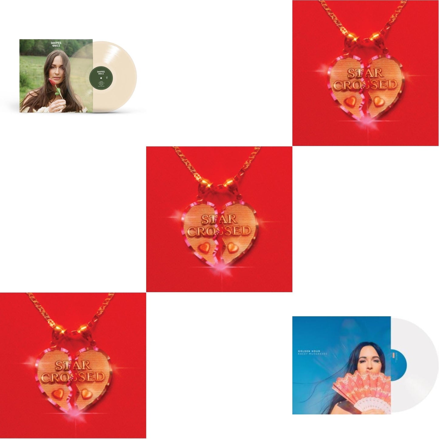 Kacey Musgraves - Star-Crossed (Ruby Red LP Vinyl) & Star-Crossed (Sea Foam LP Vinyl) & Star-Crossed (Neon Yellow LP Vinyl) & Deeper Well (Transparent Cream LP Vinyl) & Golden Hour (LP)