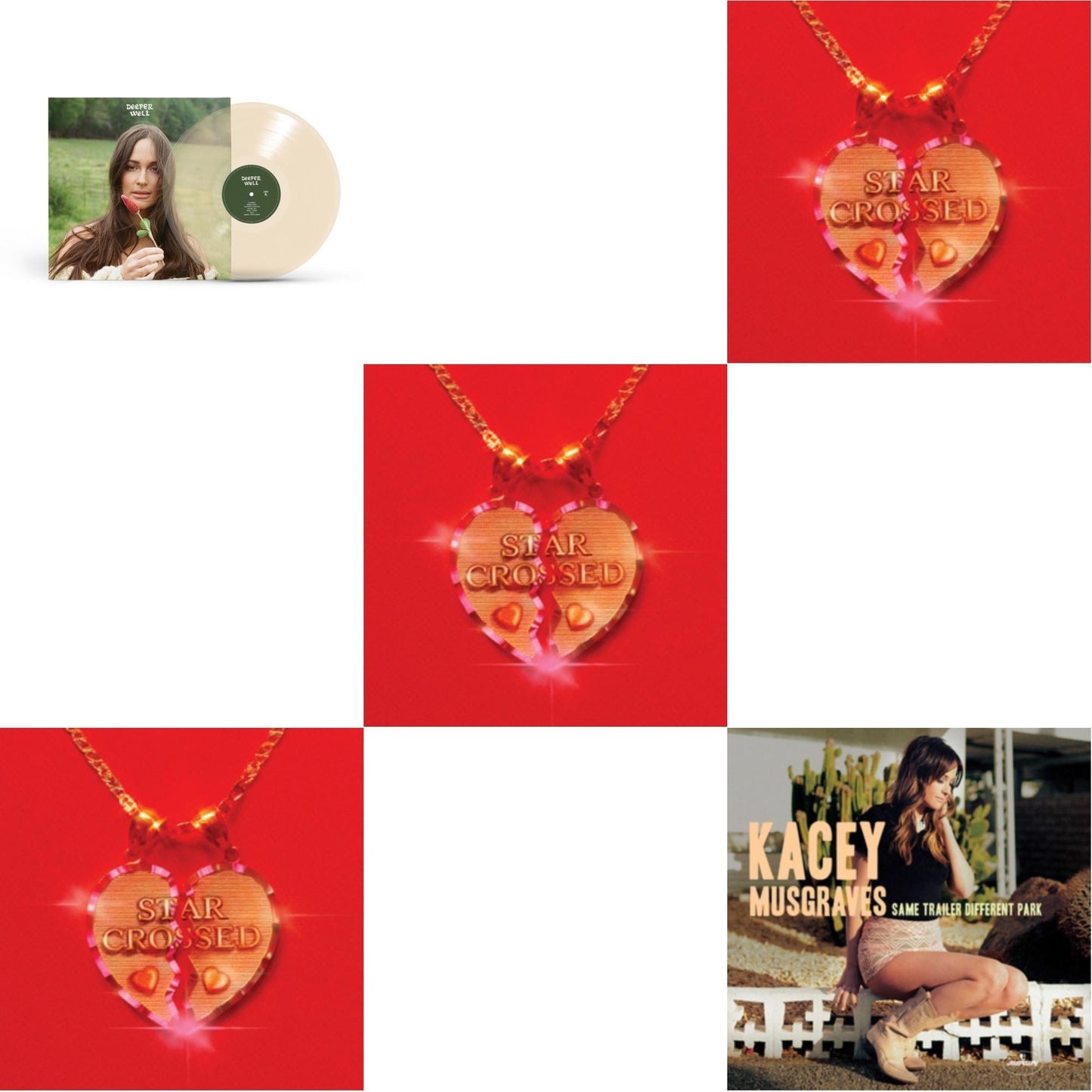 Kacey Musgraves - Star-Crossed (Ruby Red LP Vinyl) & Star-Crossed (Sea Foam LP Vinyl) & Star-Crossed (Neon Yellow LP Vinyl) & Deeper Well (Transparent Cream LP Vinyl) & Same Trailer Different Park