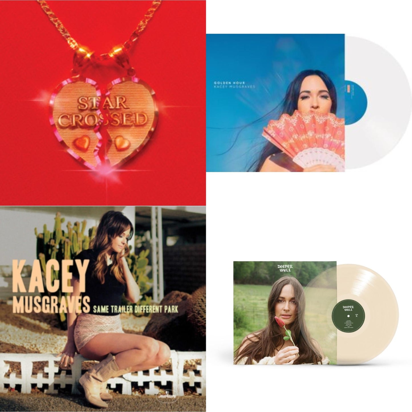 Kacey Musgraves - Star-Crossed (Neon Yellow LP Vinyl) & Deeper Well (Transparent Cream LP Vinyl) & Same Trailer Different Park & Golden Hour (LP)