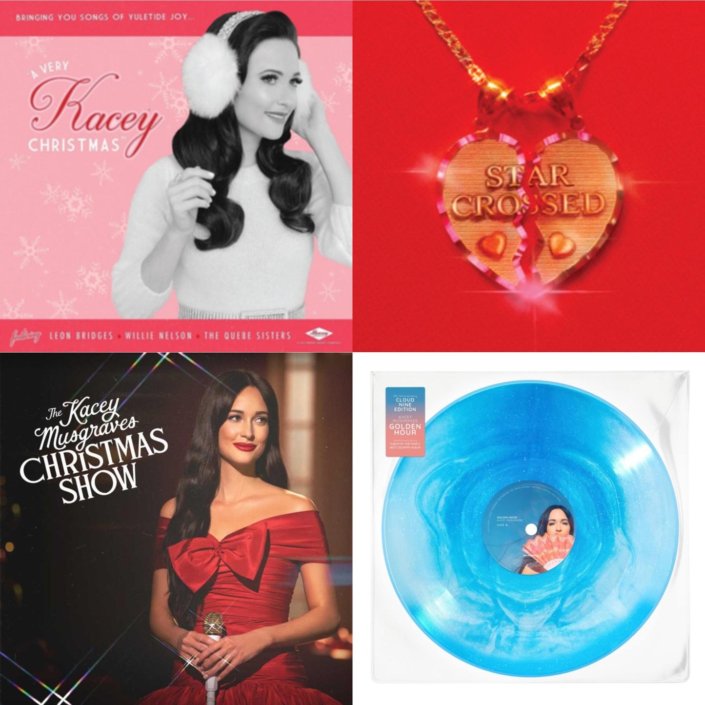 Kacey Musgraves - Very Kacey Christmas & Star-Crossed (Ruby Red LP Vinyl) & Kacey Musgraves Christmas Show (White LP Vinyl) & Golden Hour (Cloud Nine Edition LP Vinyl)