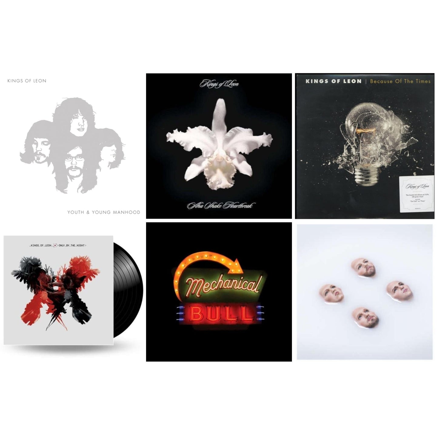 Kings Of Leon - Youth & Young Manhood (2LP/180G/Gatefold) & Aha Shake Heartbreak (2LP/180G/Gatefold) & Because Of The Times (2LP/180G/Gatefold) & Only By The Night & Mechanical Bull (2LP/180G/Dl Card/Gatefold) & Walls (180G/Gatefold/Dl Card)