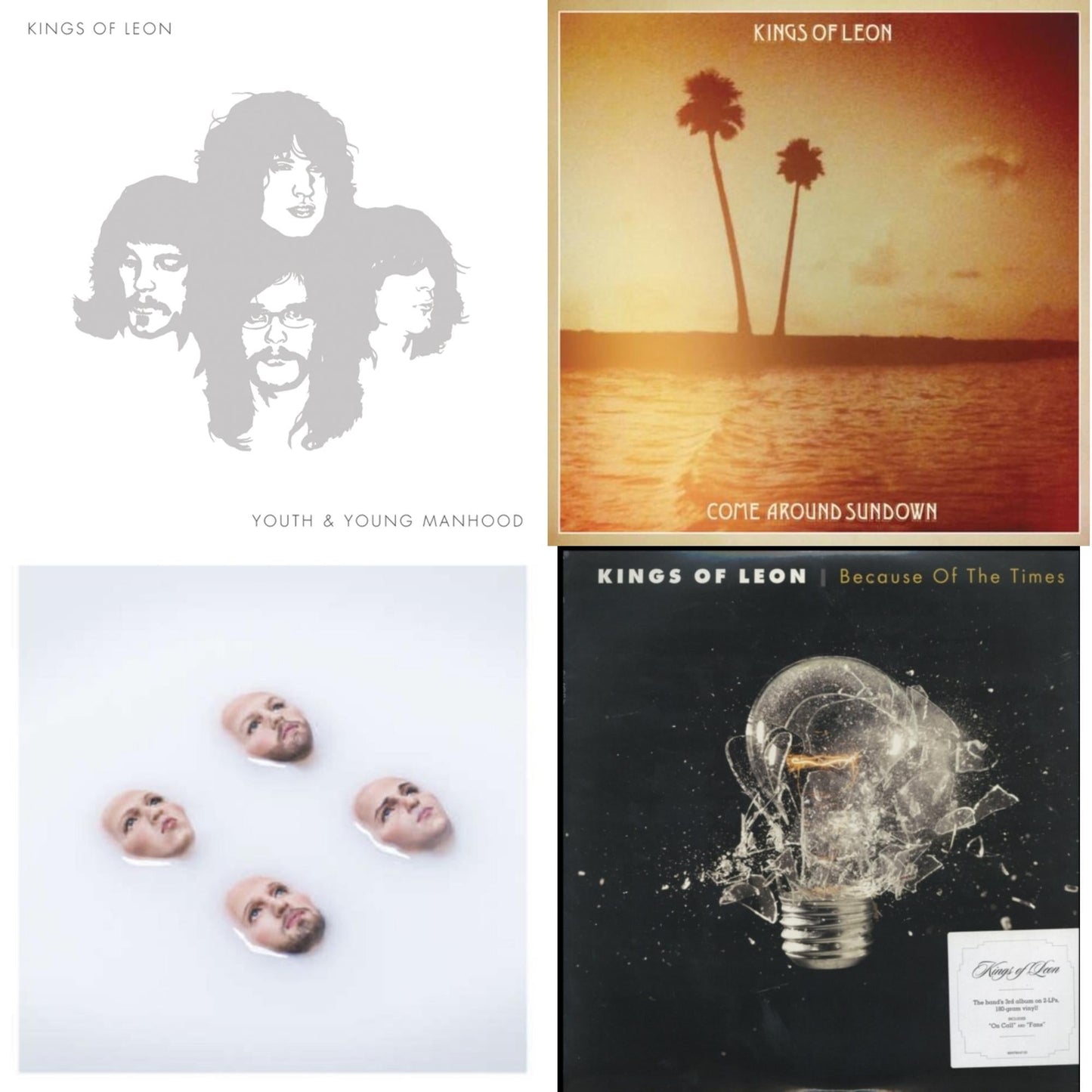 Kings Of Leon - Come Around Sundown (2LP/Gatefold) & Youth & Young Manhood (2LP/180G/Gatefold) & Because Of The Times (2LP/180G/Gatefold) & Walls (180G/Gatefold/Dl Card)
