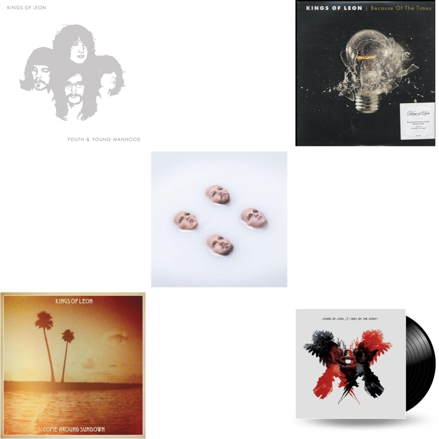Kings Of Leon - Come Around Sundown (2LP/Gatefold) & Youth & Young Manhood (2LP/180G/Gatefold) & Because Of The Times (2LP/180G/Gatefold) & Only By The Night & Walls (180G/Gatefold/Dl Card)