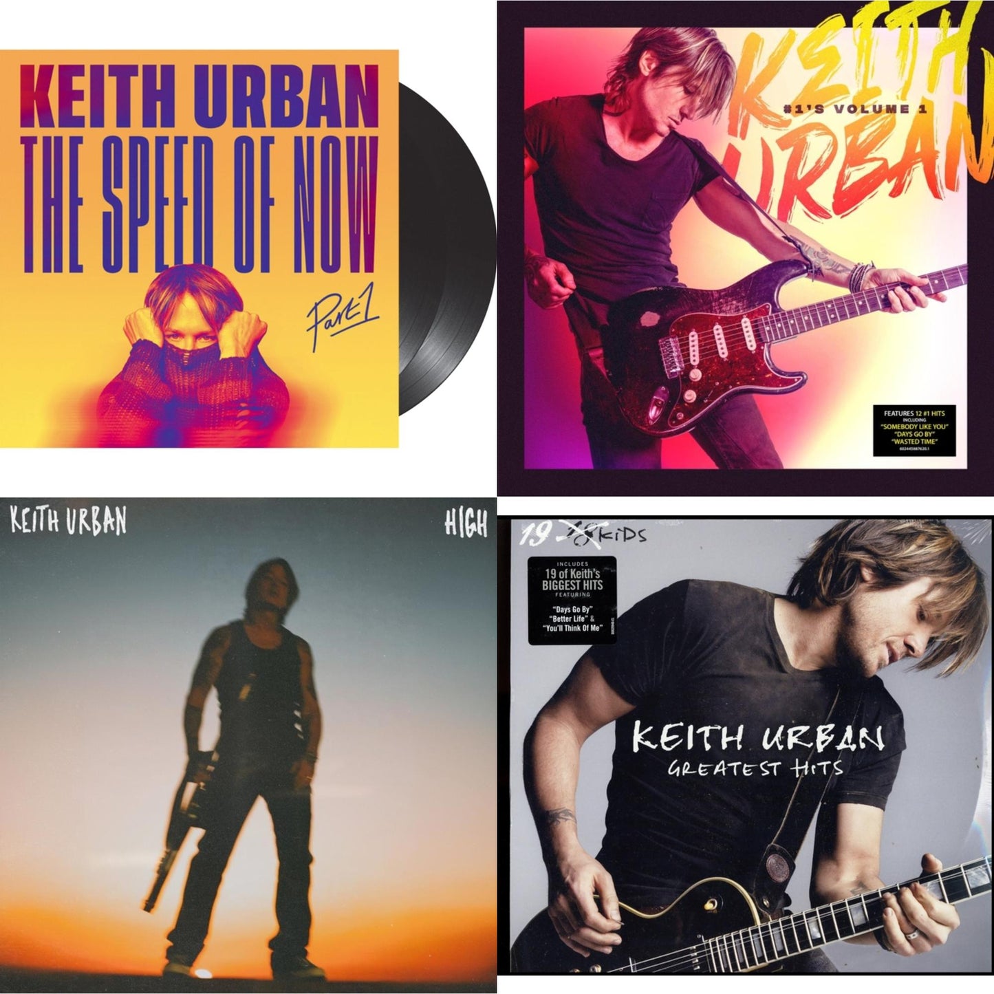 Keith Urban - Speed Of Now Part 1 (2LP) & #1'S - Volume 1 (Coke Bottle Clear LP Vinyl) & High & Greatest Hits - 19 Kids (2 LP)