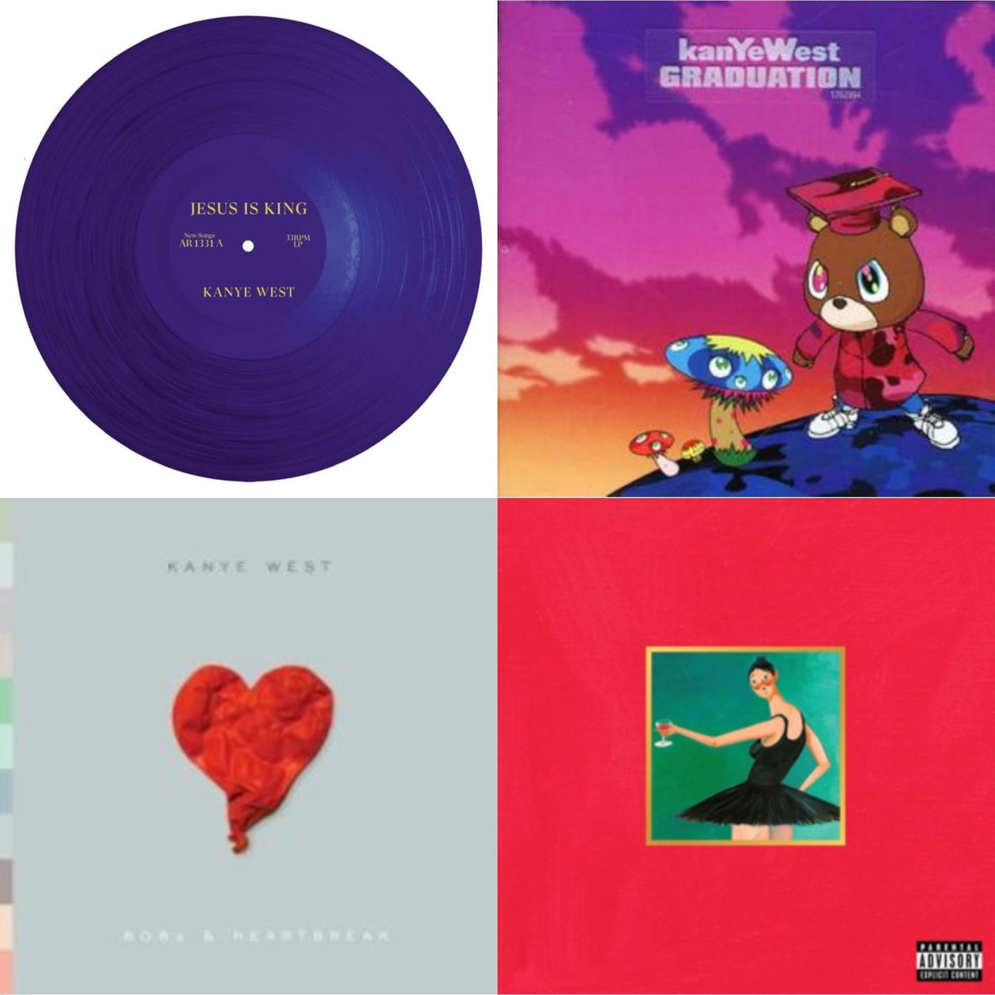 Kanye West - Jesus Is King & Graduation & 808S & Heartbreak & My Beautiful Dark Twisted Fantasy - CD Bundle