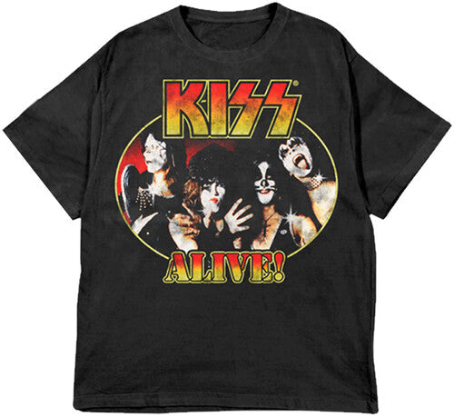 Kiss KISS Alive! Portrait Black Unisex Short Sleeve T-shirt 2XL (XX Large Shirt, Black) Mens T Shirt Officially Licensed
