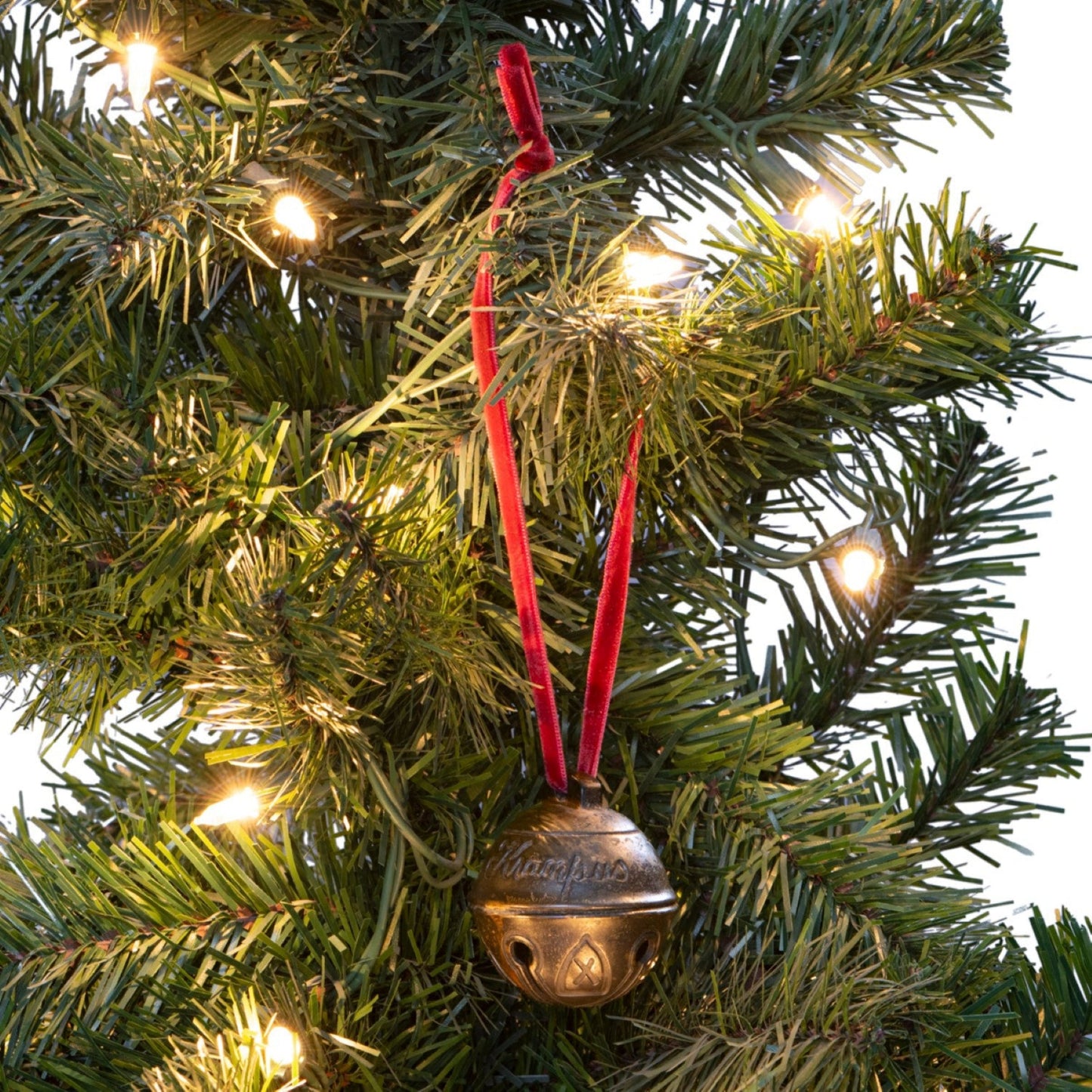 Krampus Bell Cursed Jingle Bell Metal Replica Xmas Ornament w/ Red Bag