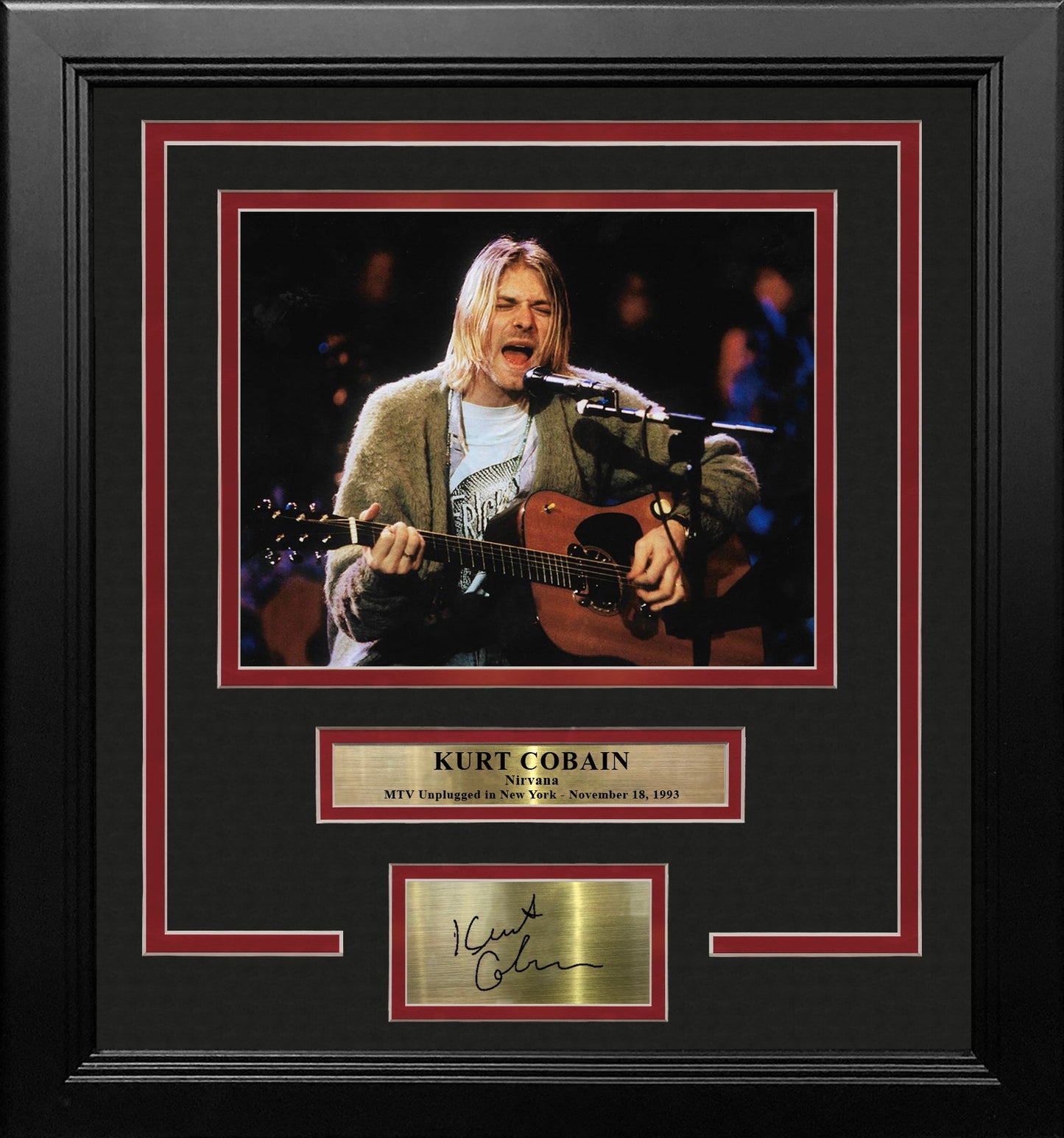 Kurt Cobain MTV Unplugged 8" x 10" Framed Photo with Engraved Autograph