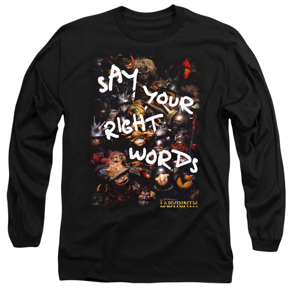 Labyrinth Right Words Mens Long Sleeve Shirt Black Officially Licensed Officially Licensed