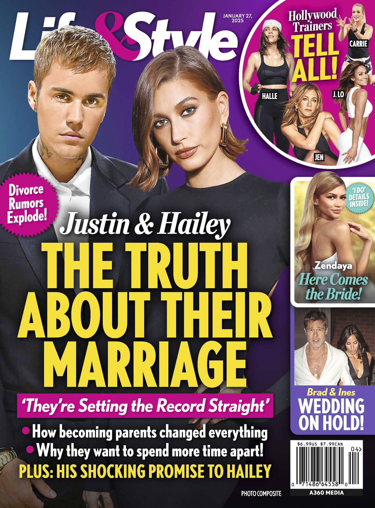 Life & Style - 01.27.25: The Shocking Truth About Justin & Hailey Bieber's Marriage, Tom Holland & Zendaya Are Engaged, Brad Pitt & Ines de Ramon's Wedding On Hold, Hollywood Trainers Tell All & More!