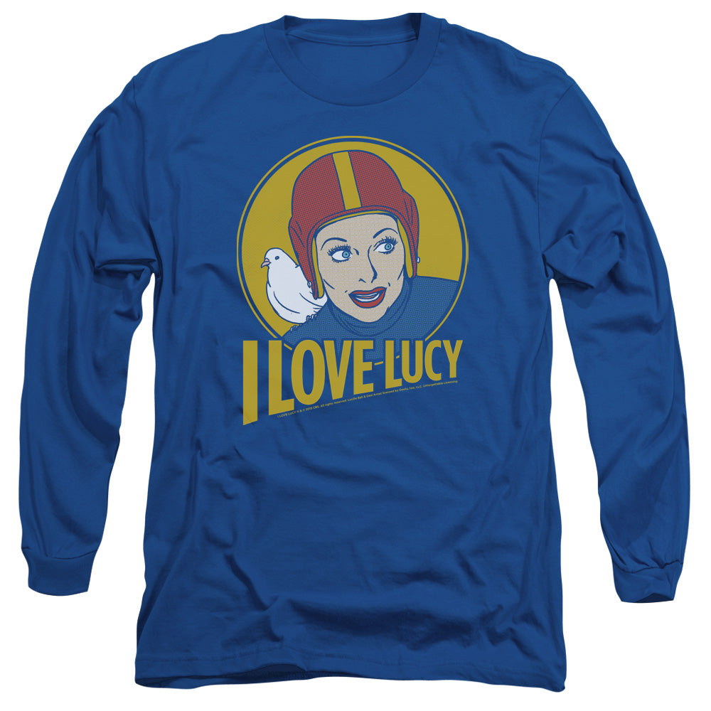 I Love Lucy Lb Super Comic Mens Long Sleeve Shirt Royal Officially Licensed