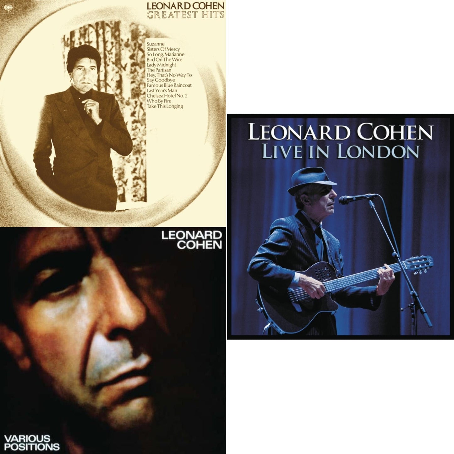 Leonard Cohen - Live In London (180G/Dl Card/3LP) & Various Positions (150G/Dl Card) & Greatest Hits (150G/Dl Card)