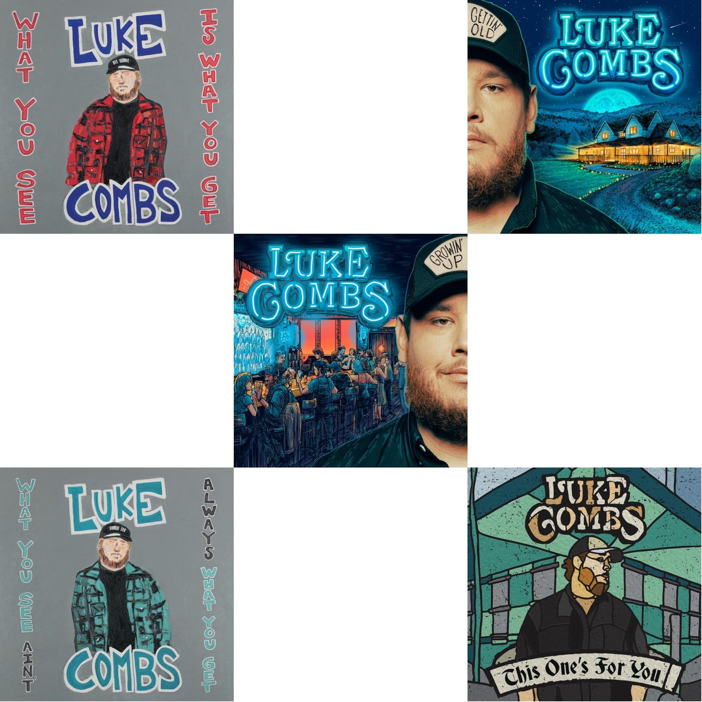 Luke Combs - What You See Is What You Get (2LP/140G) & What You See Ain't Always What You Get (Deluxe Edition) (3LP/140G) & Growin' Up (150G) & Gettin' Old (2LP) & This One's For You (150G)