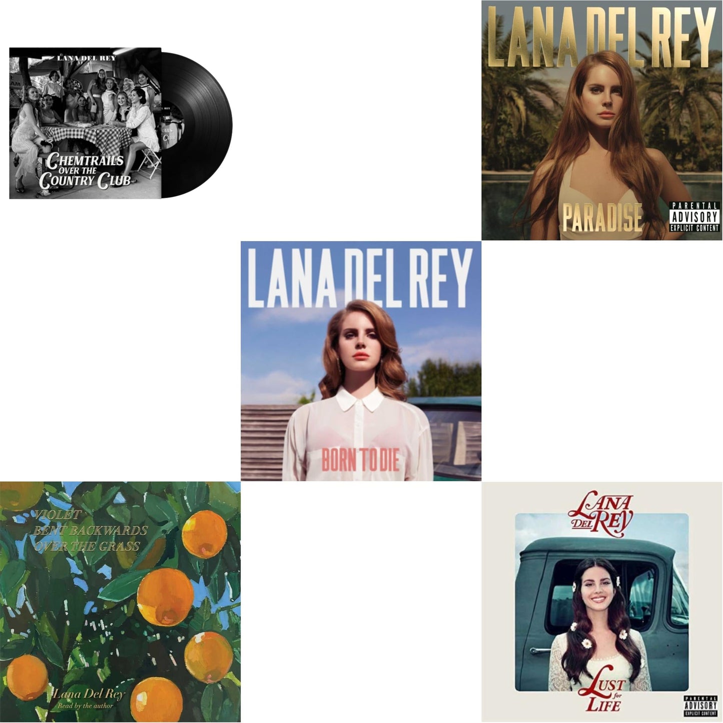 Lana Del Rey - Chemtrails Over The Country Club & Violet Bent Backwards Over The Grass (180G) & Born To Die & Paradise & Lust For Life - LP Vinyl Bundle