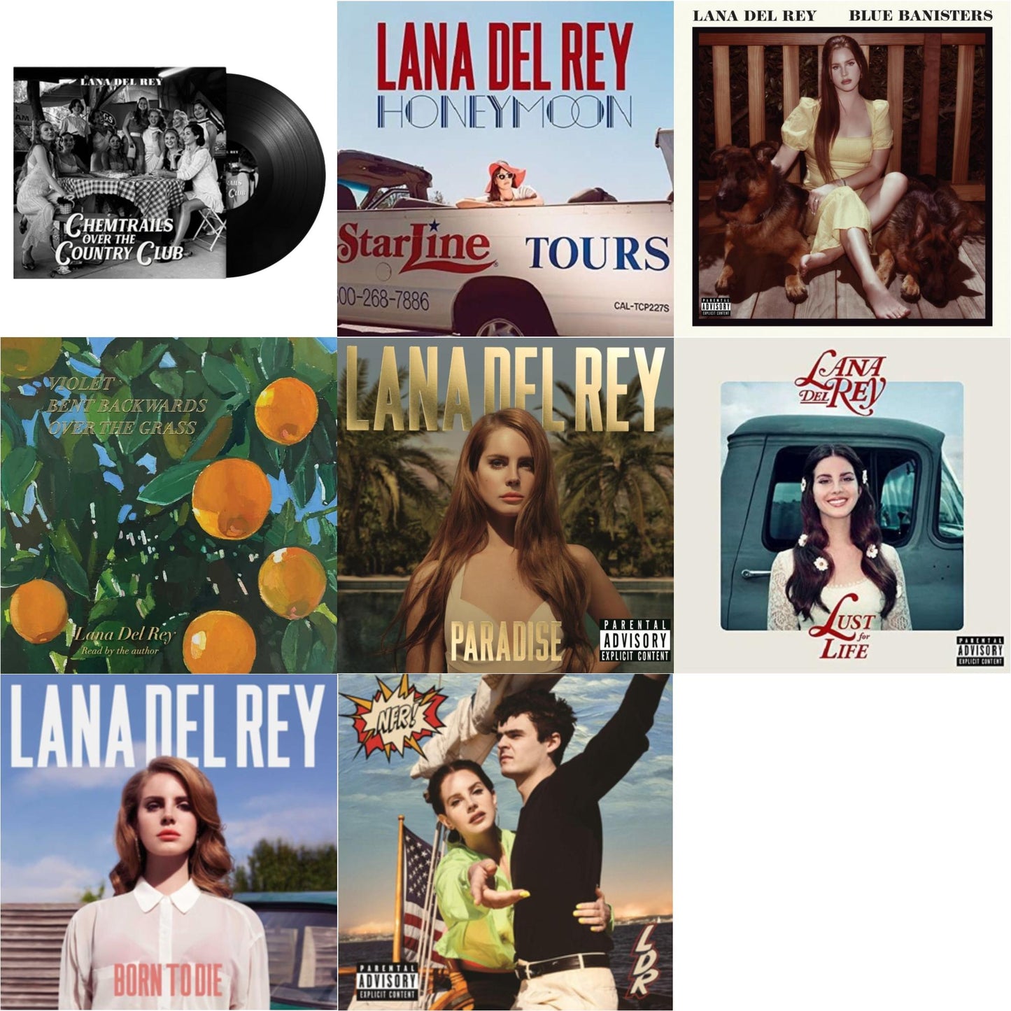 Lana Del Rey - Chemtrails Over The Country Club & Blue Banisters (2LP) & Violet Bent Backwards Over The Grass (180G) & Nfr! (2LP) & Born To Die & Paradise & Honeymoon & Lust For Life