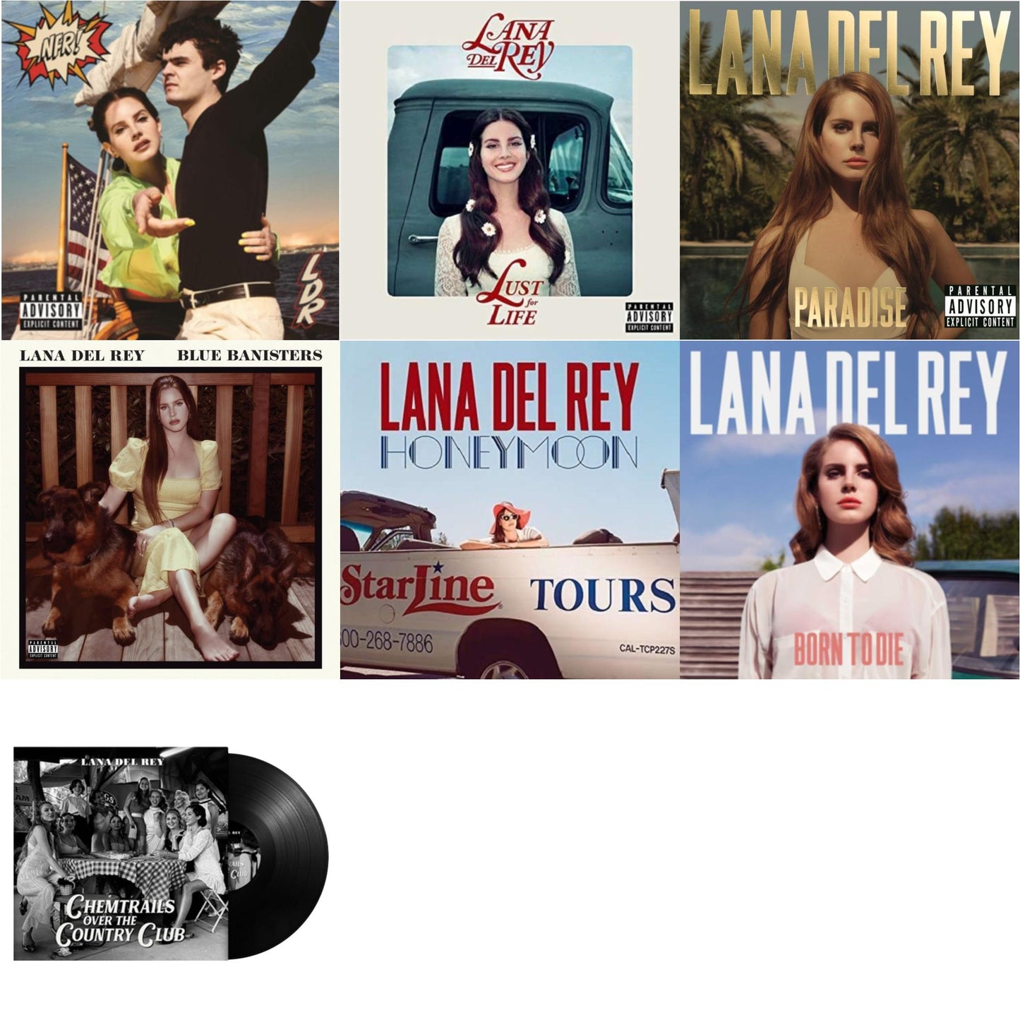 Lana Del Rey - Chemtrails Over The Country Club & Blue Banisters (2LP) & Nfr! (2LP) & Born To Die & Paradise & Honeymoon & Lust For Life