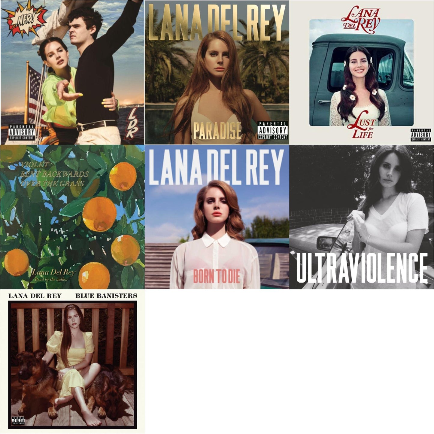 Lana Del Rey - Blue Banisters (2LP) & Violet Bent Backwards Over The Grass (180G) & Nfr! (2LP) & Born To Die & Paradise & Ultraviolence & Lust For Life