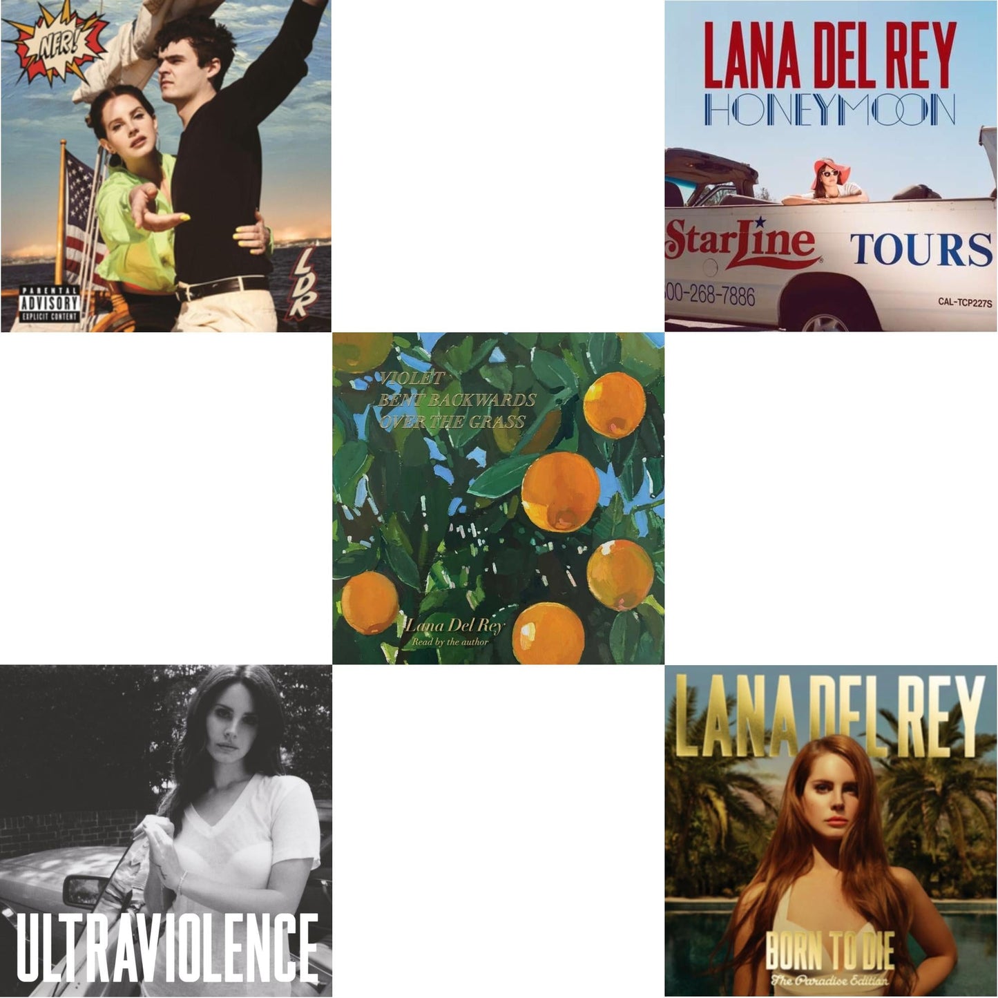 Lana Del Rey - Violet Bent Backwards Over The Grass & Nfr! & Born To Die (Paradise Edition) & Ultraviolence & Honeymoon - CD Bundle