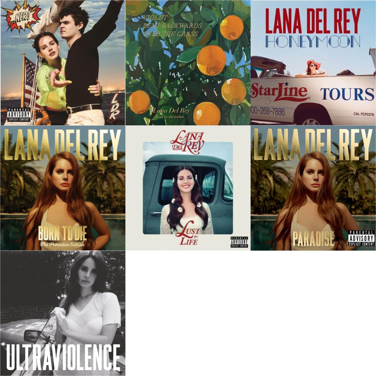 Lana Del Rey - Nfr! & Violet Bent Backwards Over The Grass & Honeymoon & Born To Die (Paradise Edition) & Lust For Life & Paradise & Ultraviolence - CD Bundle