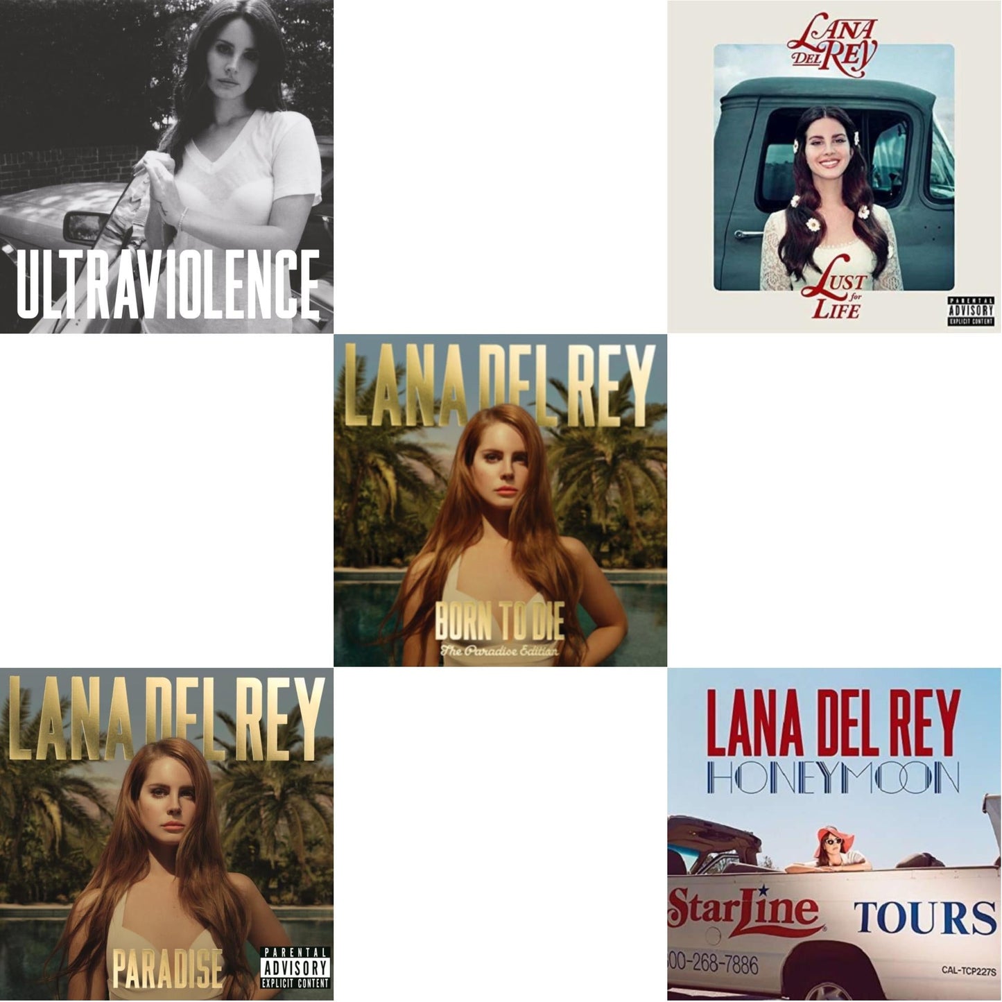Lana Del Rey - Born To Die (Paradise Edition) (Only The Bonus Material) & Paradise & Ultraviolence & Honeymoon & Lust For Life - LP Vinyl Bundle