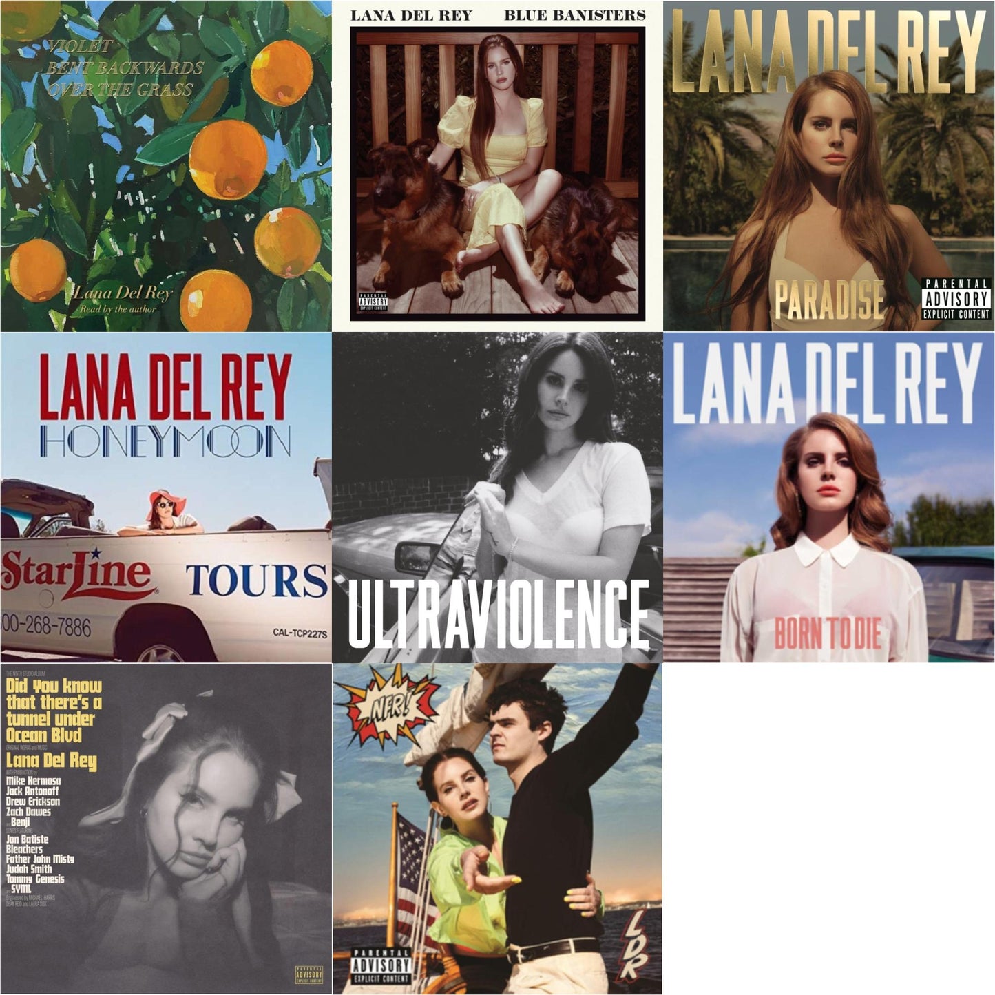 Lana Del Rey - Blue Banisters (2LP) & Did You Know That There’S A Tunnel Under Ocean Blvd (X) (2LP/180G) & Violet Bent Backwards Over The Grass (180G) & Nfr! (2LP) & Born To Die & Paradise & Ultraviolence & Honeymoon