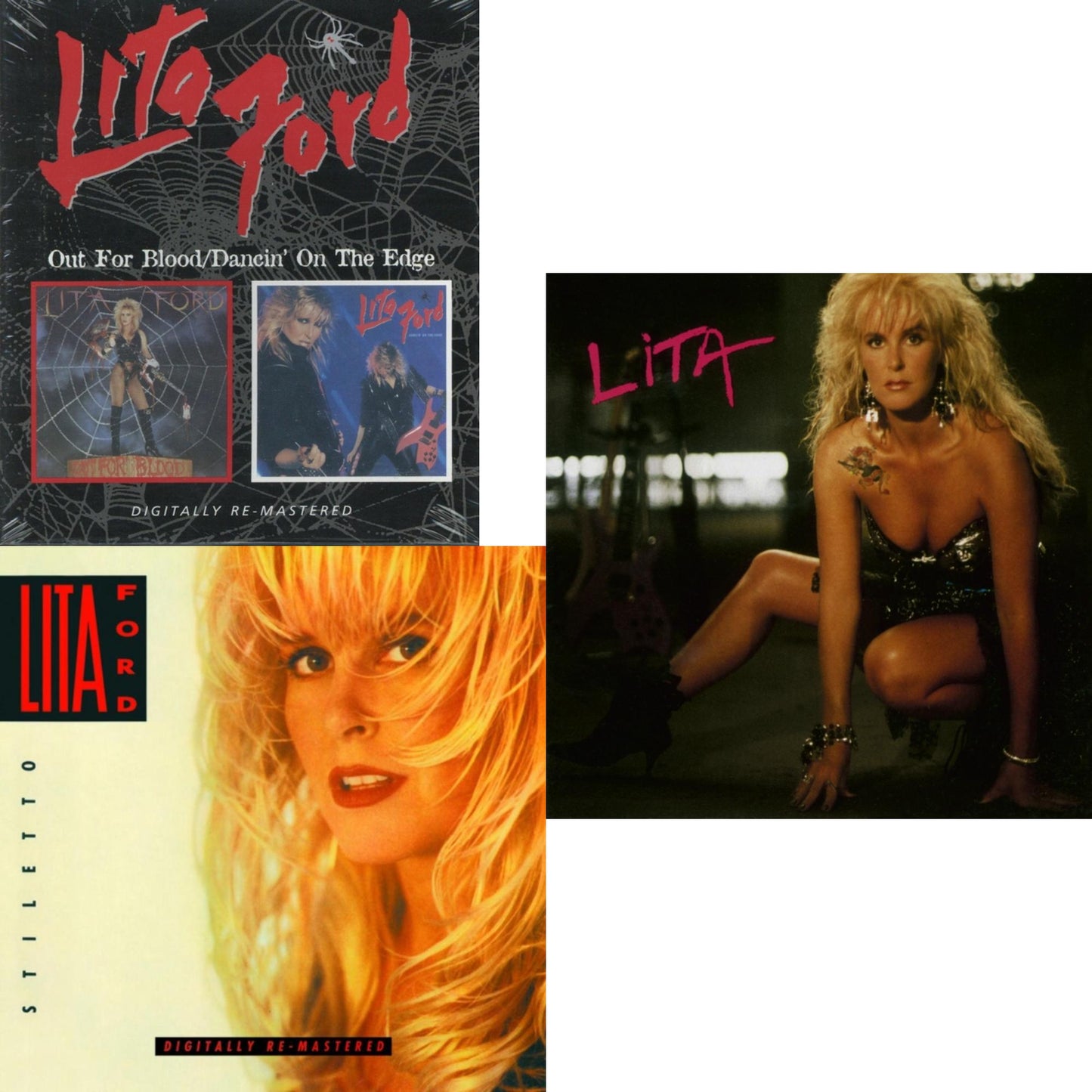 Lita Ford - Out For Blood / Dancin On The Edge (Remastered) & Stiletto (Remastered) & Lita - CD Bundle