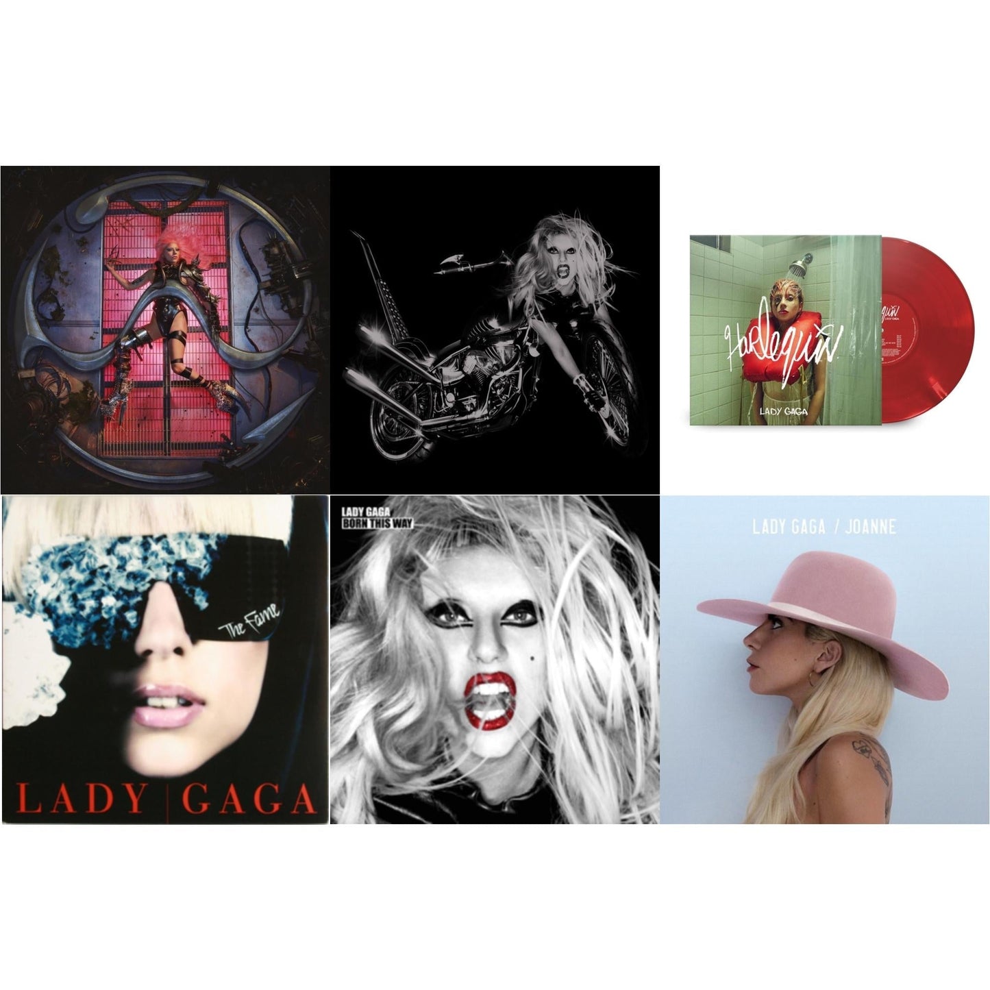 Lady Gaga - Chromatica (180G) & Born This Way - The Tenth Anniversary (3LP) & Harlequin (Red LP Vinyl) & Fame & Born This Way & Joanne