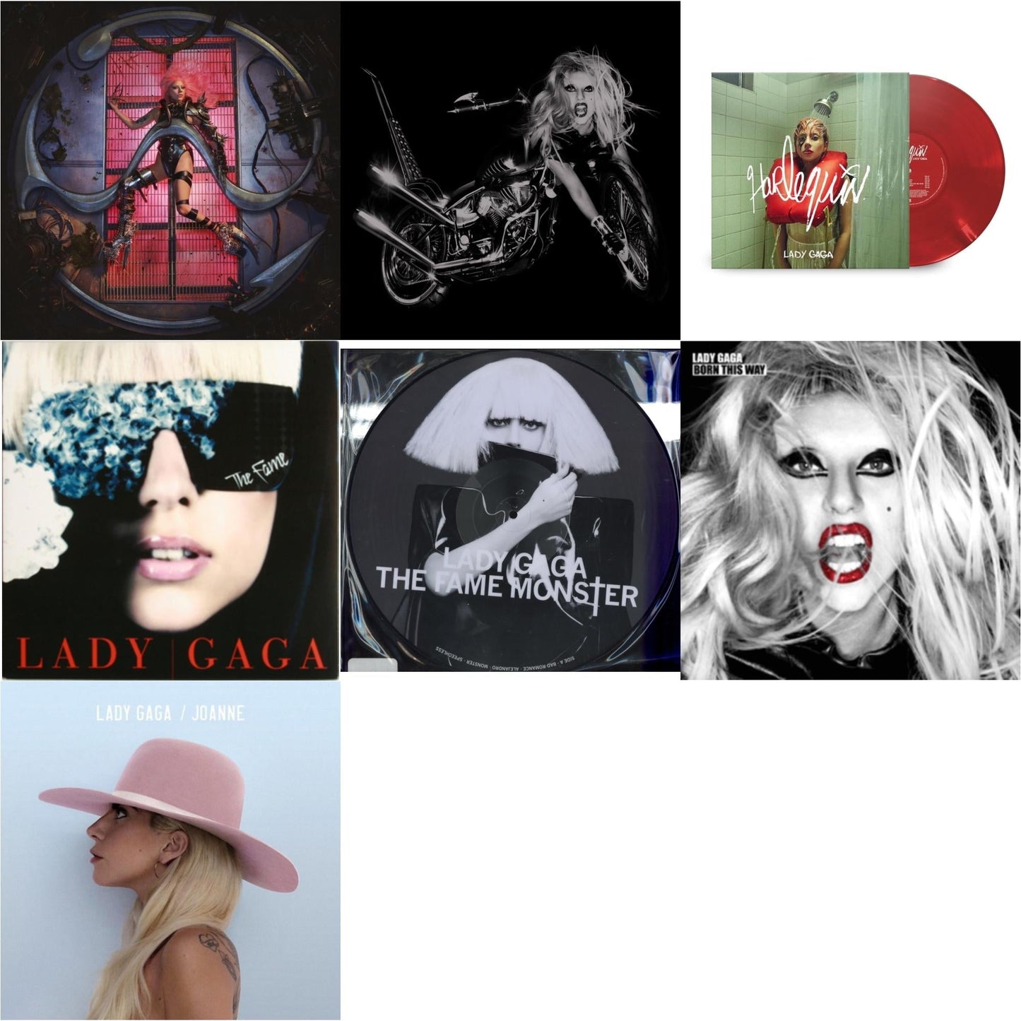 Lady Gaga - Chromatica (180G) & Born This Way - The Tenth Anniversary (3LP) & Harlequin (Red LP Vinyl) & Fame & Fame Monster & Born This Way & Joanne