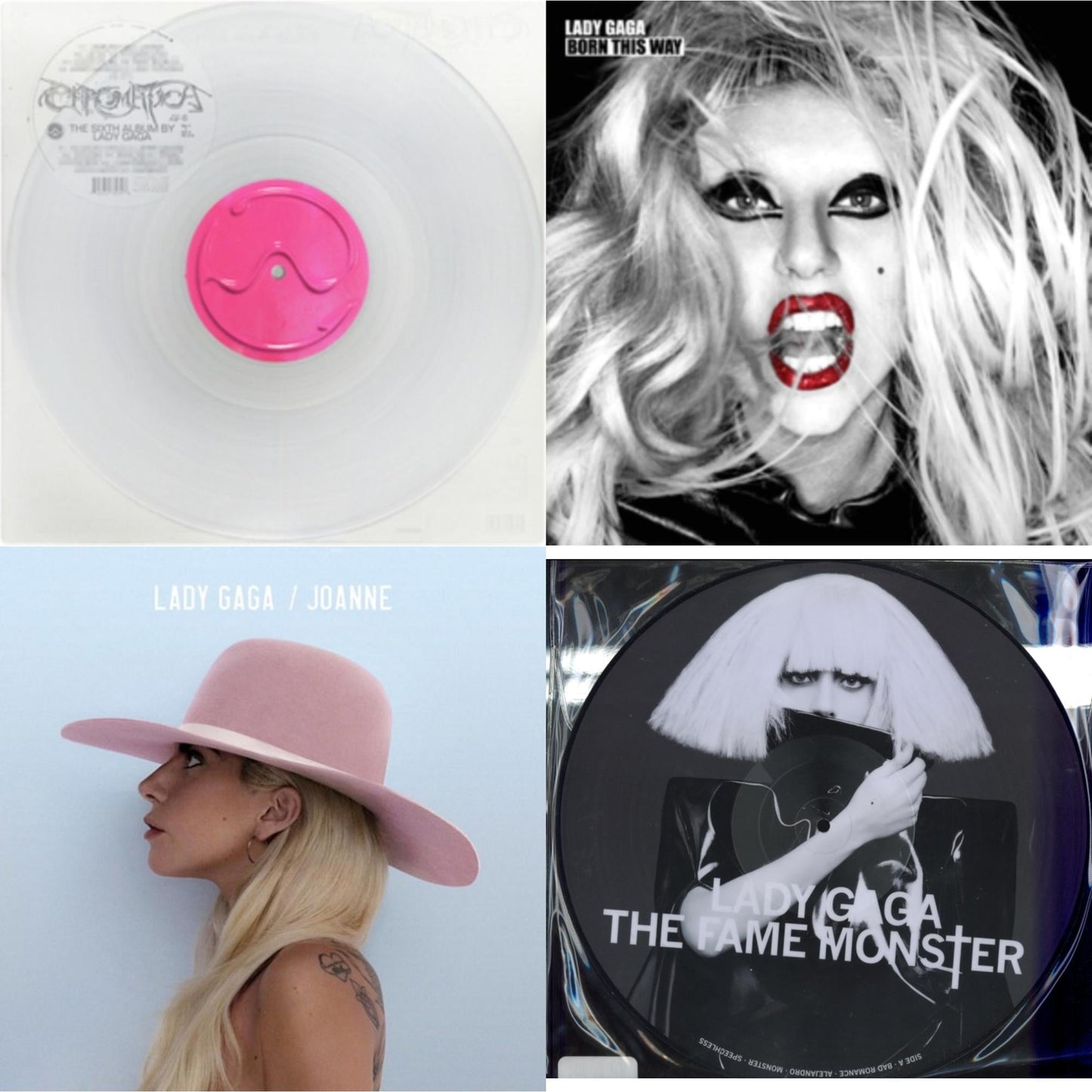 Lady Gaga - Chromatica (Milky Clear LP Vinyl) & Fame Monster & Born This Way & Joanne