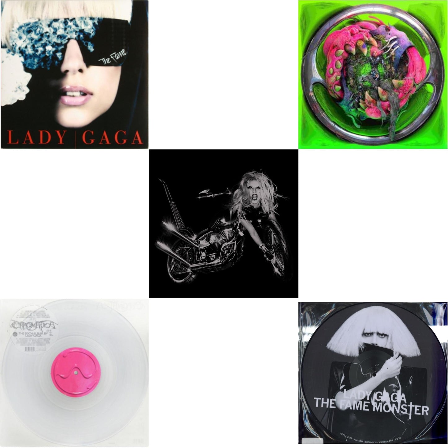 Lady Gaga - Born This Way - The Tenth Anniversary (3LP) & Dawn Of Chromatica (Clear LP Vinyl) & Chromatica (Milky Clear LP Vinyl) & Fame & Fame Monster