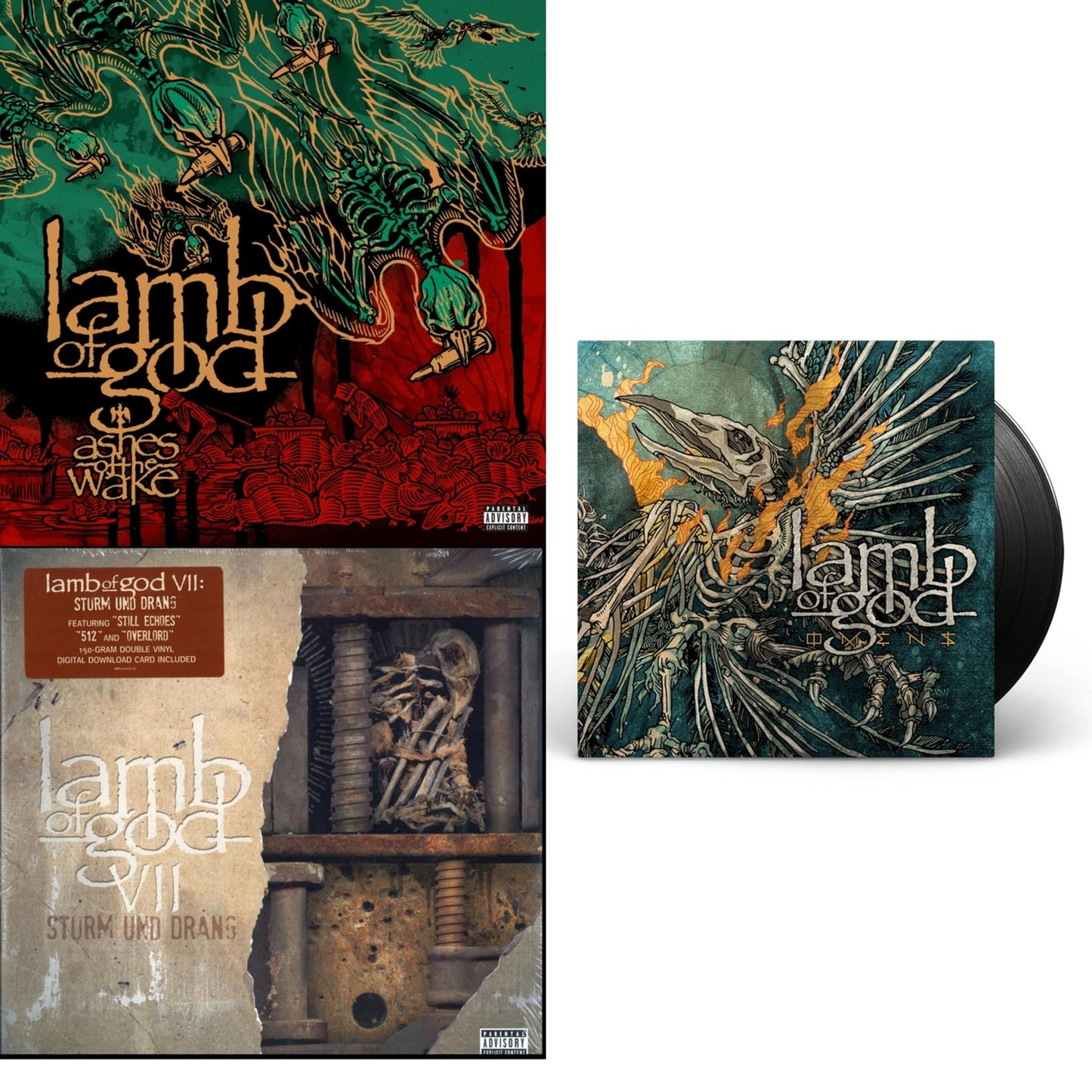 Lamb Of God - Ashes Of The Wake (15Th Anniversary) & Vii: Sturm Und Drang (Pa/2LP/150G/Gatefold) & Omens (140G)