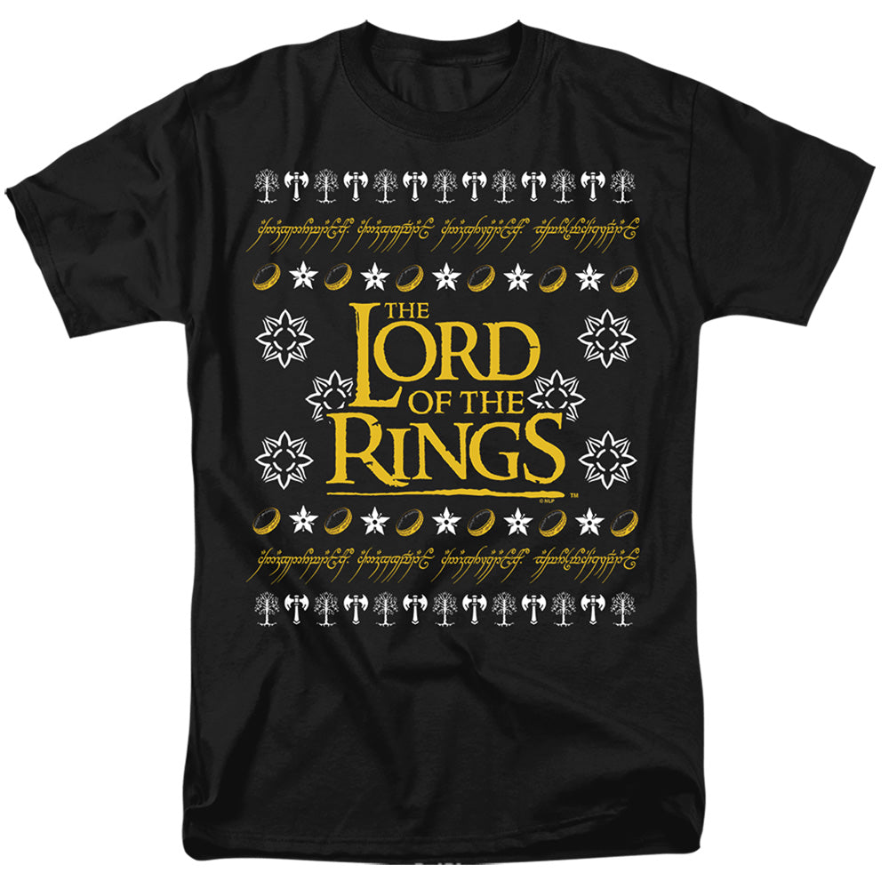 Lord Of The Rings Ugly Christmas Logo Mens T Shirt Black Officially Licensed