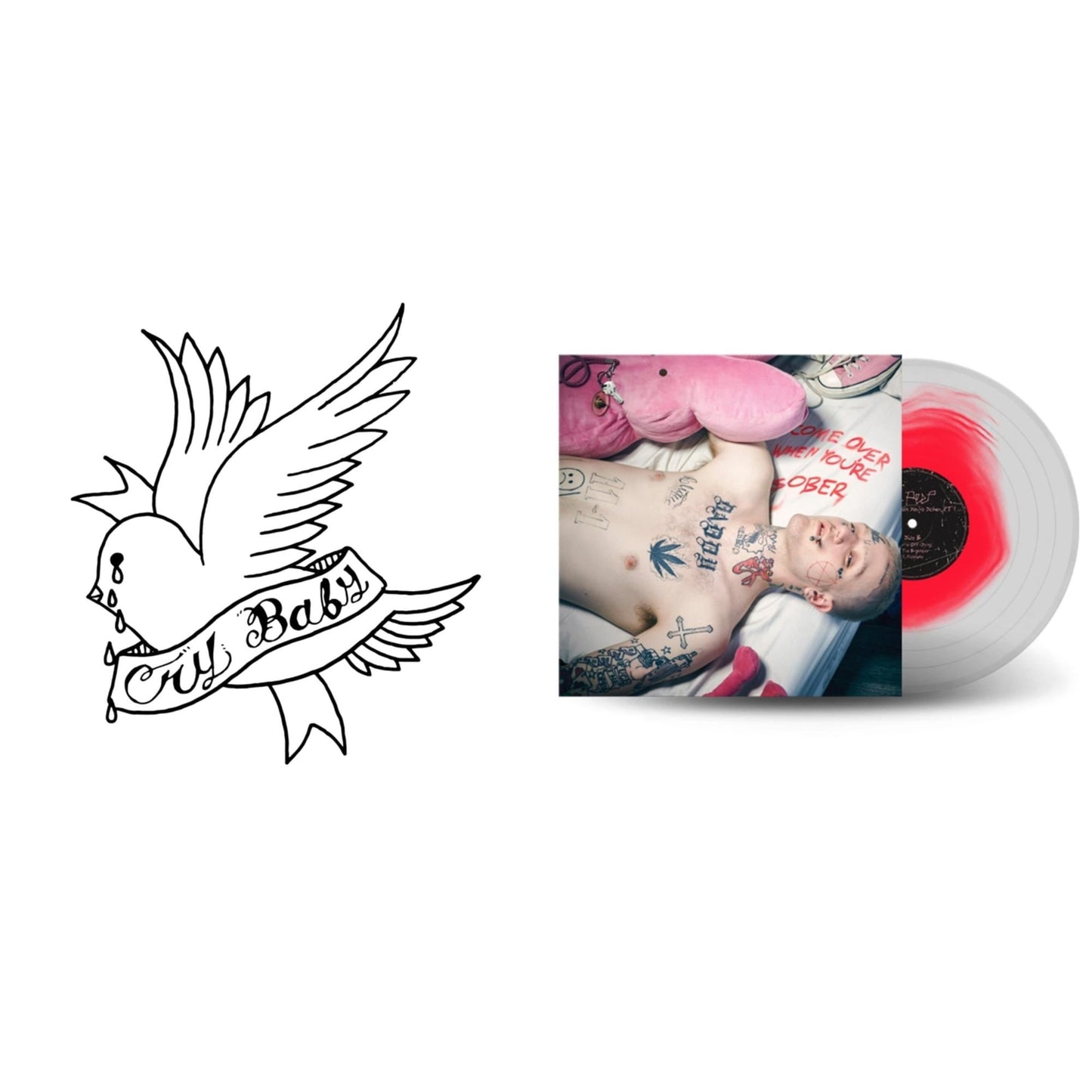 Lil Peep - Crybaby (Opaque White LP Vinyl) & Come Over When You're Sober, Pt.1 (Pink In Clear LP Vinyl)