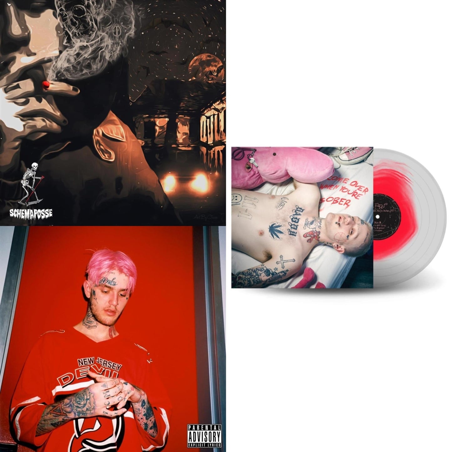 Lil Peep - Hellboy (2LP) & Live Forever & Come Over When You're Sober, Pt.1 (Pink In Clear LP Vinyl)