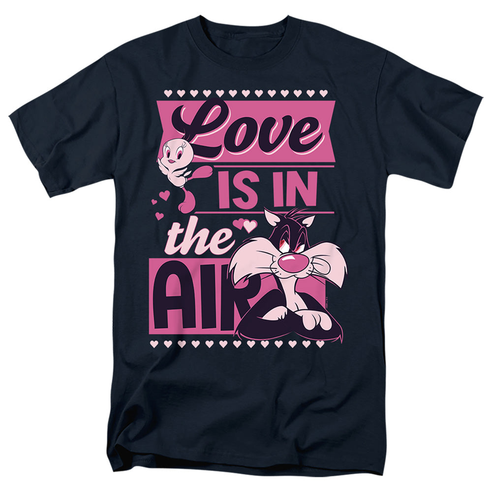 Looney Tunes Valentines Day Tweety Sylvester Love In The Air Mens T Shirt Navy