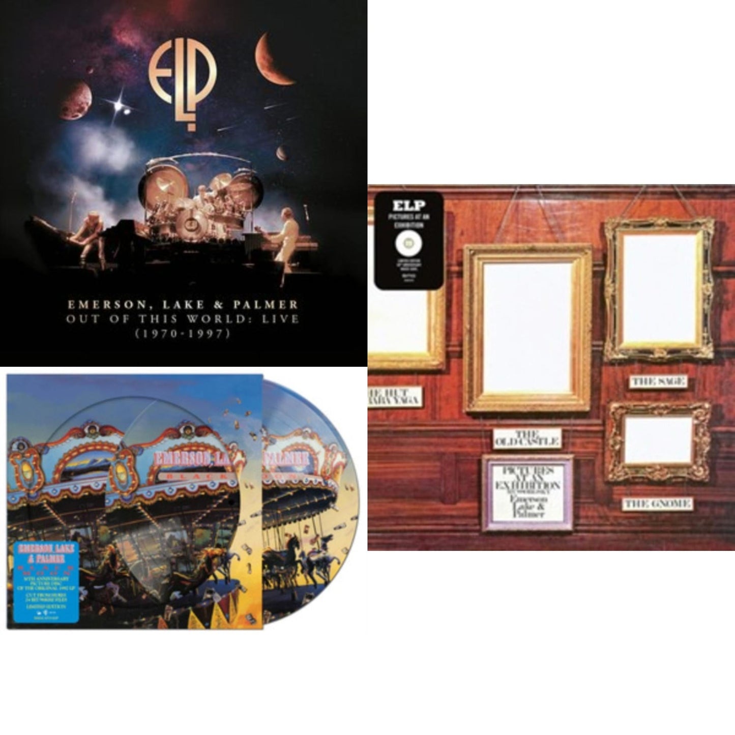 Lake & Palmer Emerson - Out Of This World: Live (1970-1997) (10LP) & Pictures At An Exhibition (White LP Vinyl) & Black Moon